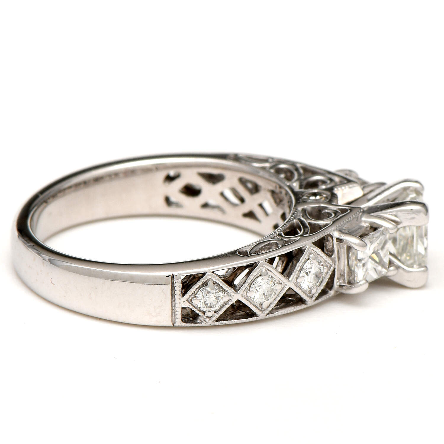 14KW Diamond(1.49) Princess Cut Bridal Ring-4