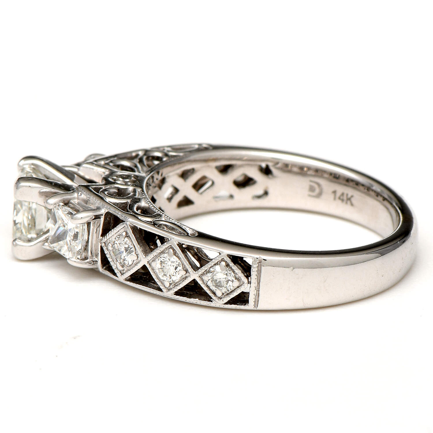 14KW Diamond(1.49) Princess Cut Bridal Ring-3