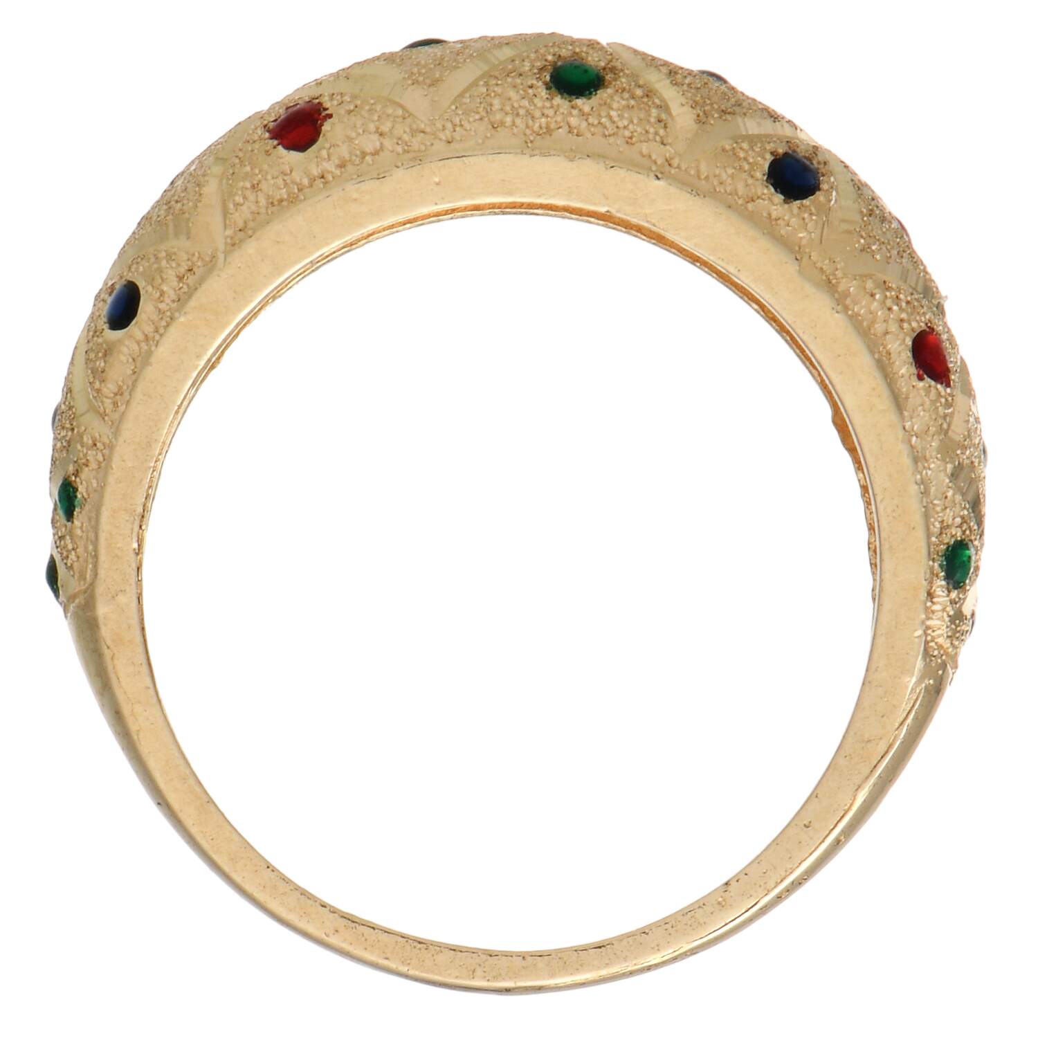 14KY Textured Multi Color Enamel Dome Ring-5