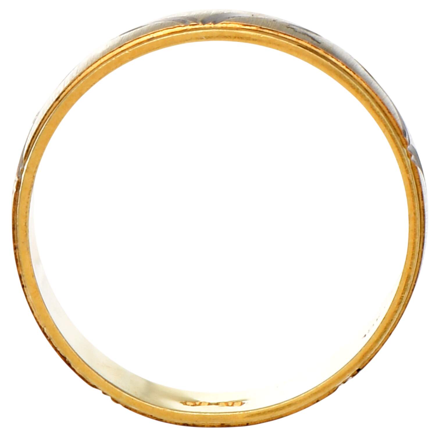 18KYW Brushed & Engraved Band Ring-3