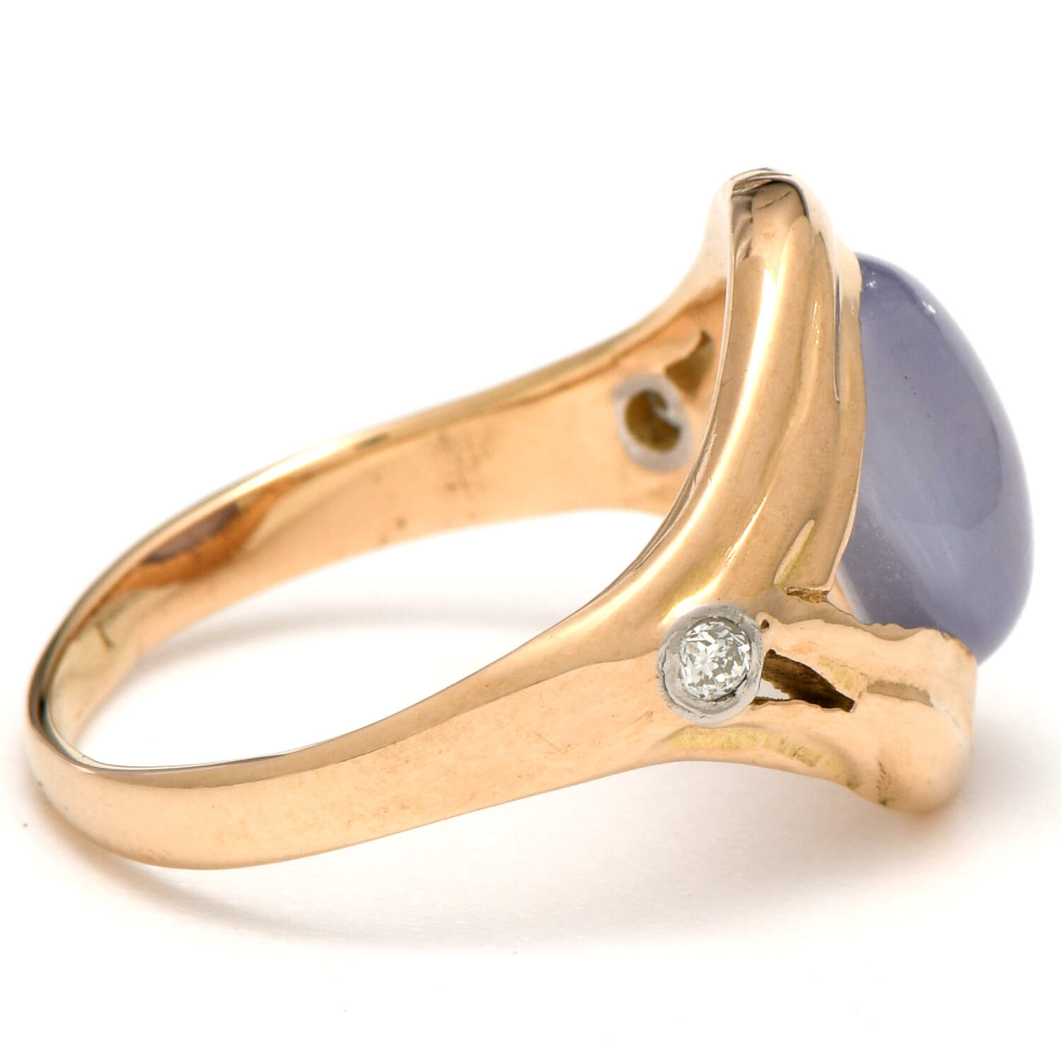 14KY Platinum Star Sapphire(4.45) & Diamond Accent(0.07) Ring-4