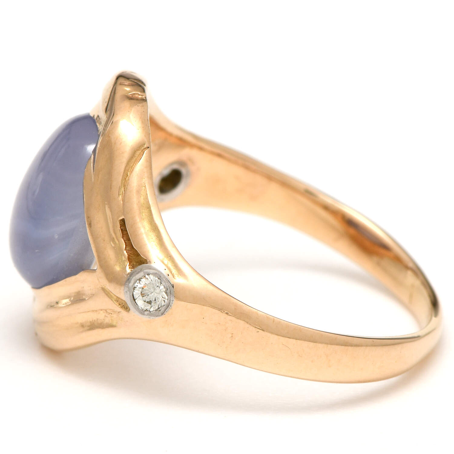 14KY Platinum Star Sapphire(4.45) & Diamond Accent(0.07) Ring-3
