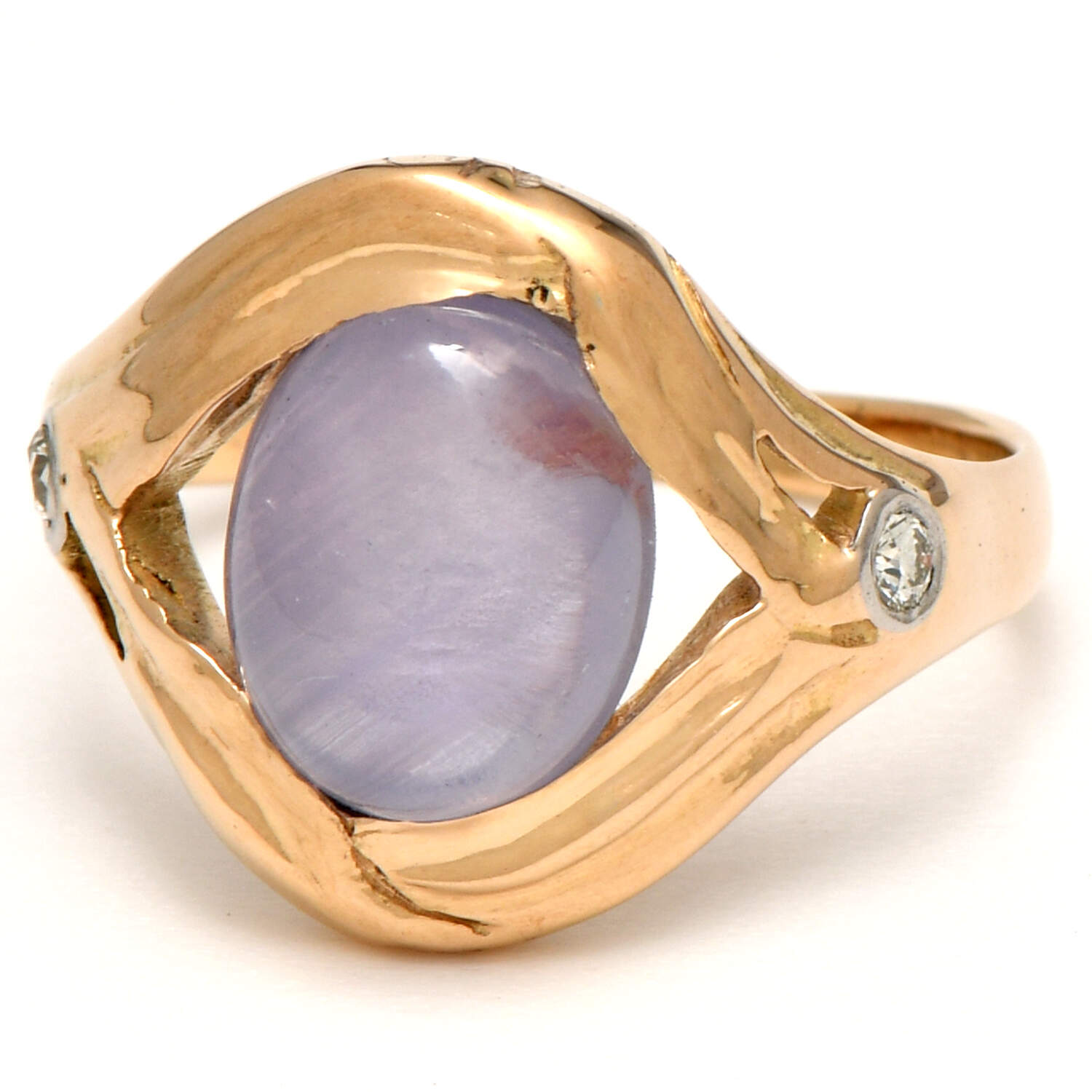 14KY Platinum Star Sapphire(4.45) & Diamond Accent(0.07) Ring-1