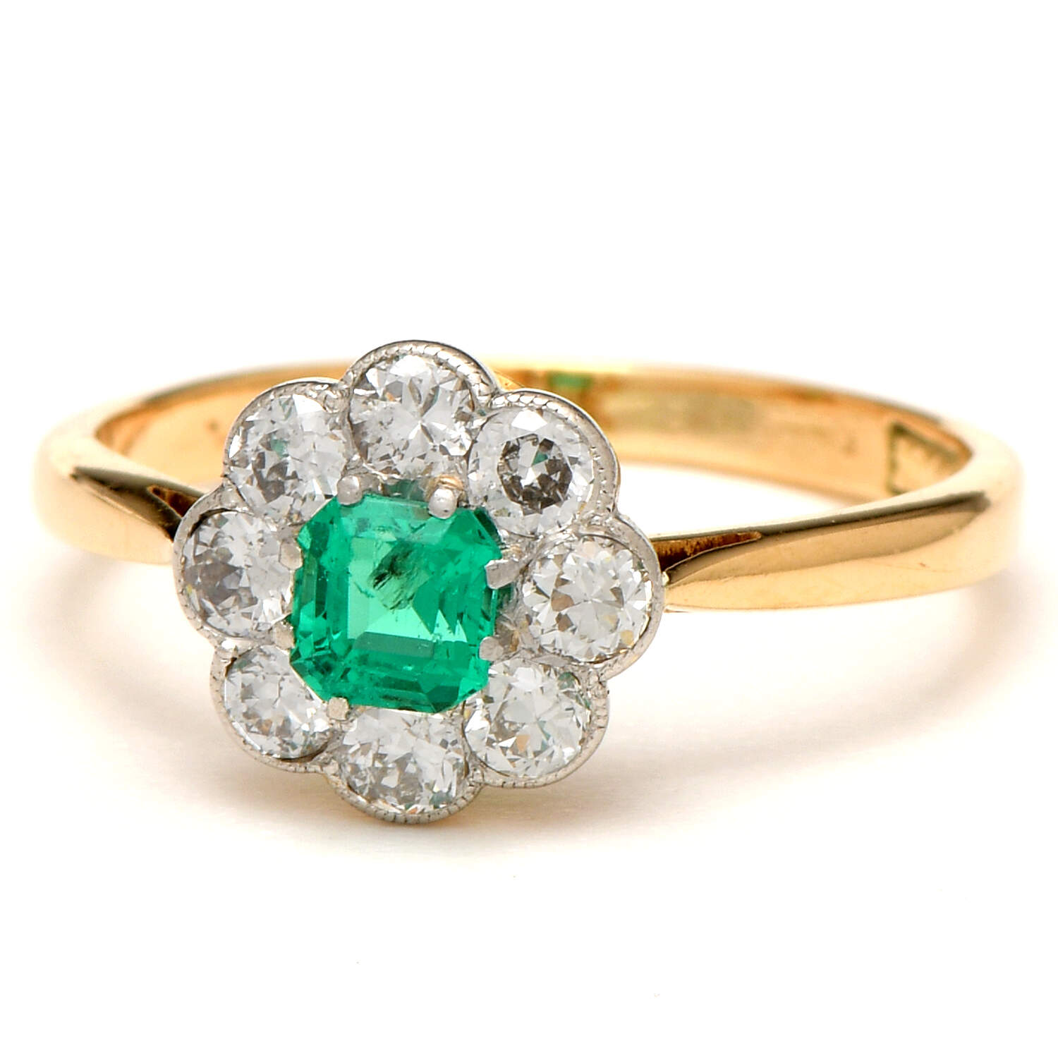 18KY Platinum Treated Emerald(0.32) & Diamond(0.39) Ring-1