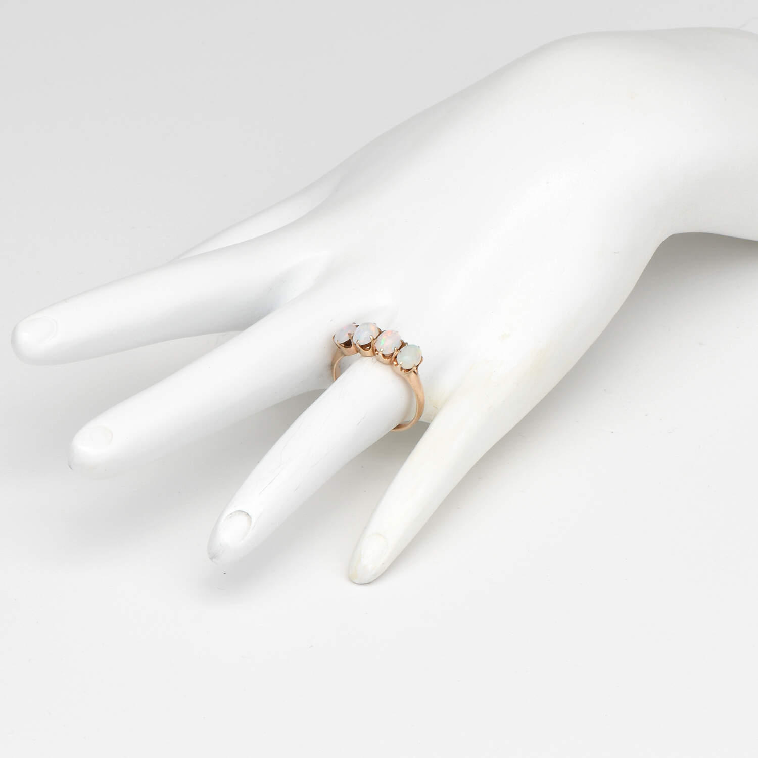 10KY Vintage White Opal(1.04) Band Ring-6