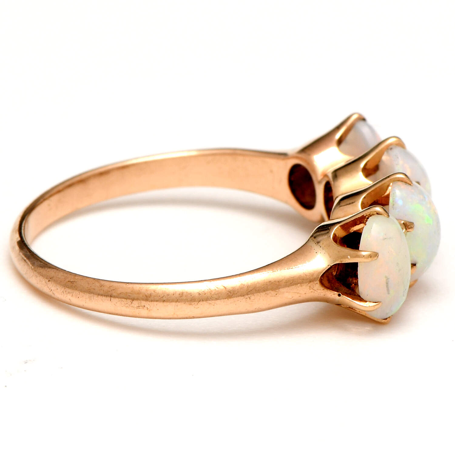 10KY Vintage White Opal(1.04) Band Ring-4