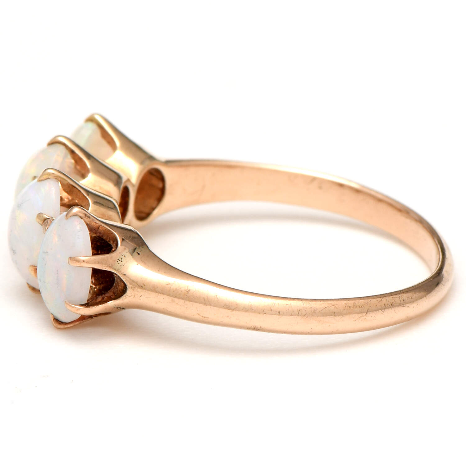 10KY Vintage White Opal(1.04) Band Ring-3