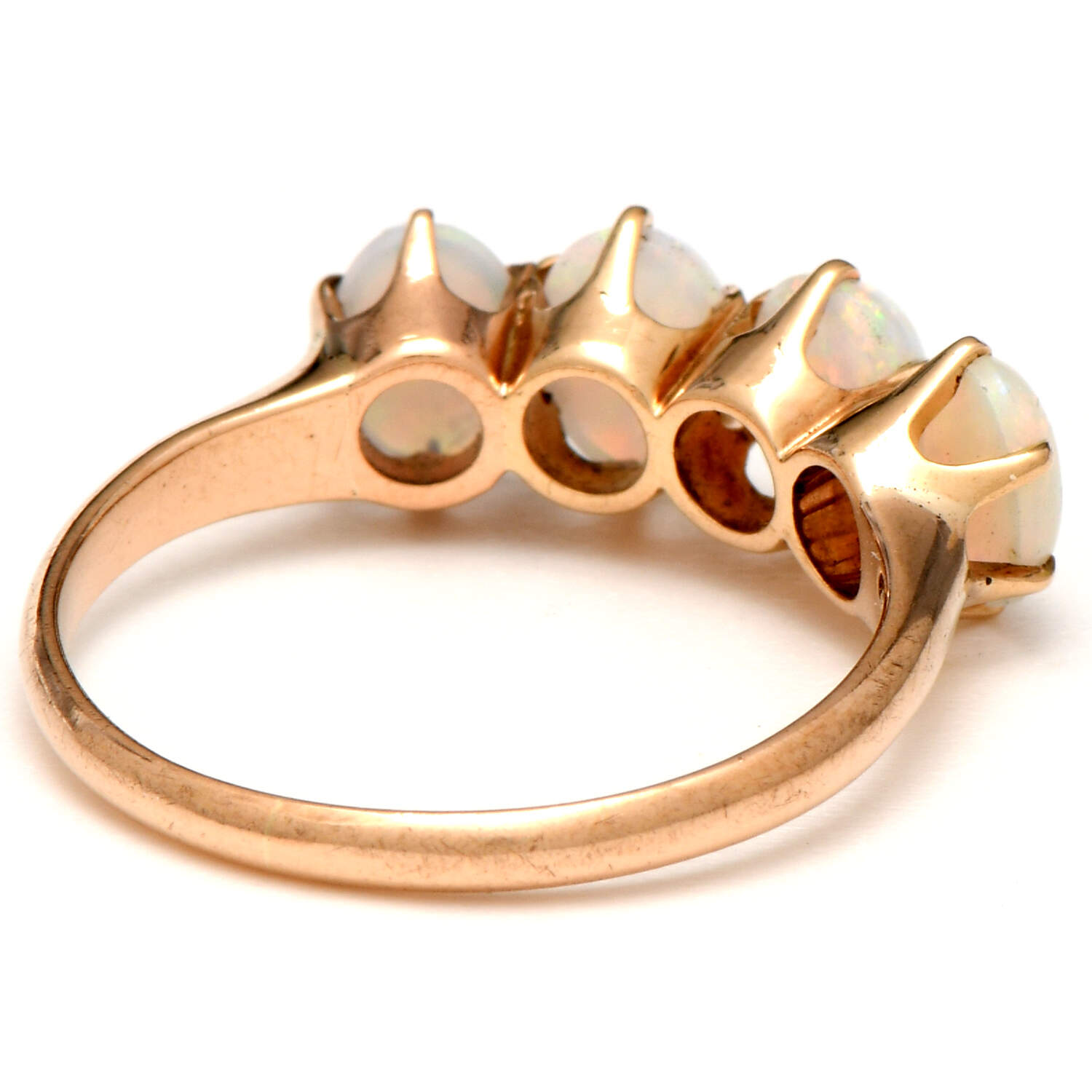 10KY Vintage White Opal(1.04) Band Ring-2
