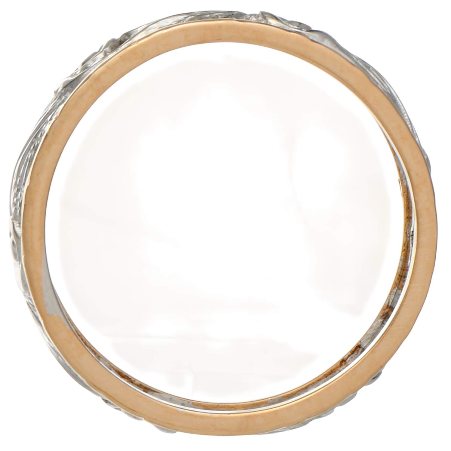 14KWY Vintage Two-Tone 6.5mm Engraved & Pierced Band Ring-3