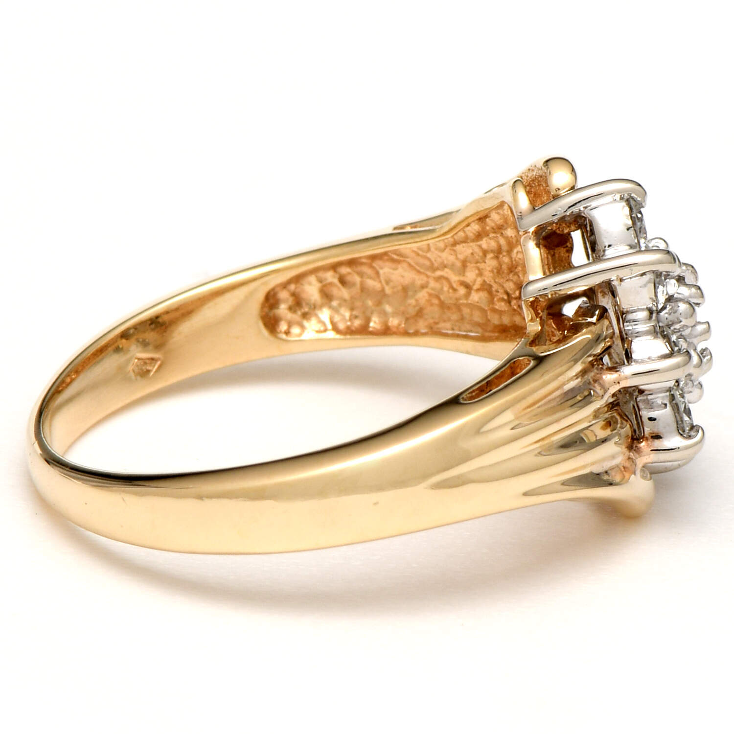 14KYW Vintage Diamond (0.26) Cluster Bypass Ring-4