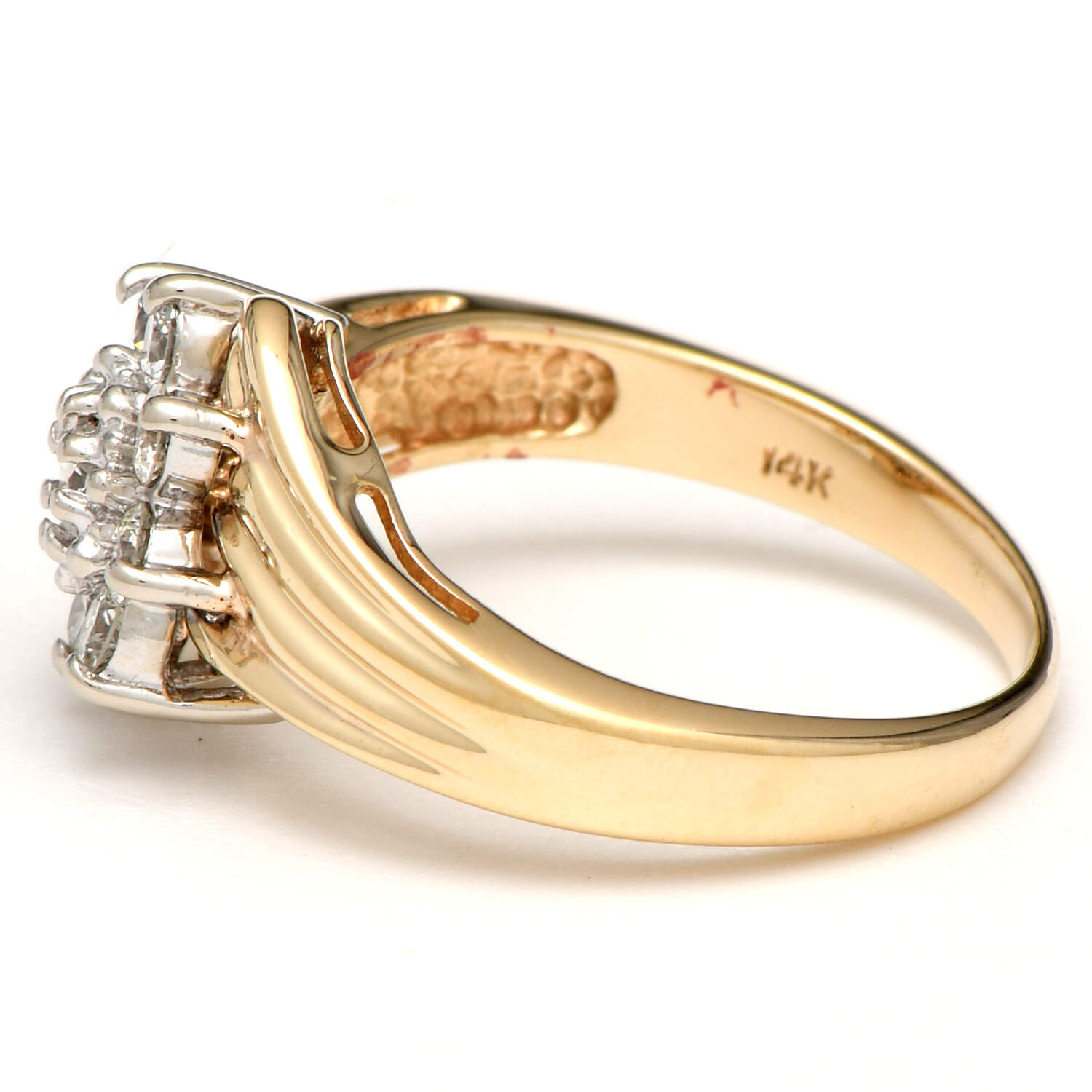 14KYW Vintage Diamond (0.26) Cluster Bypass Ring-3