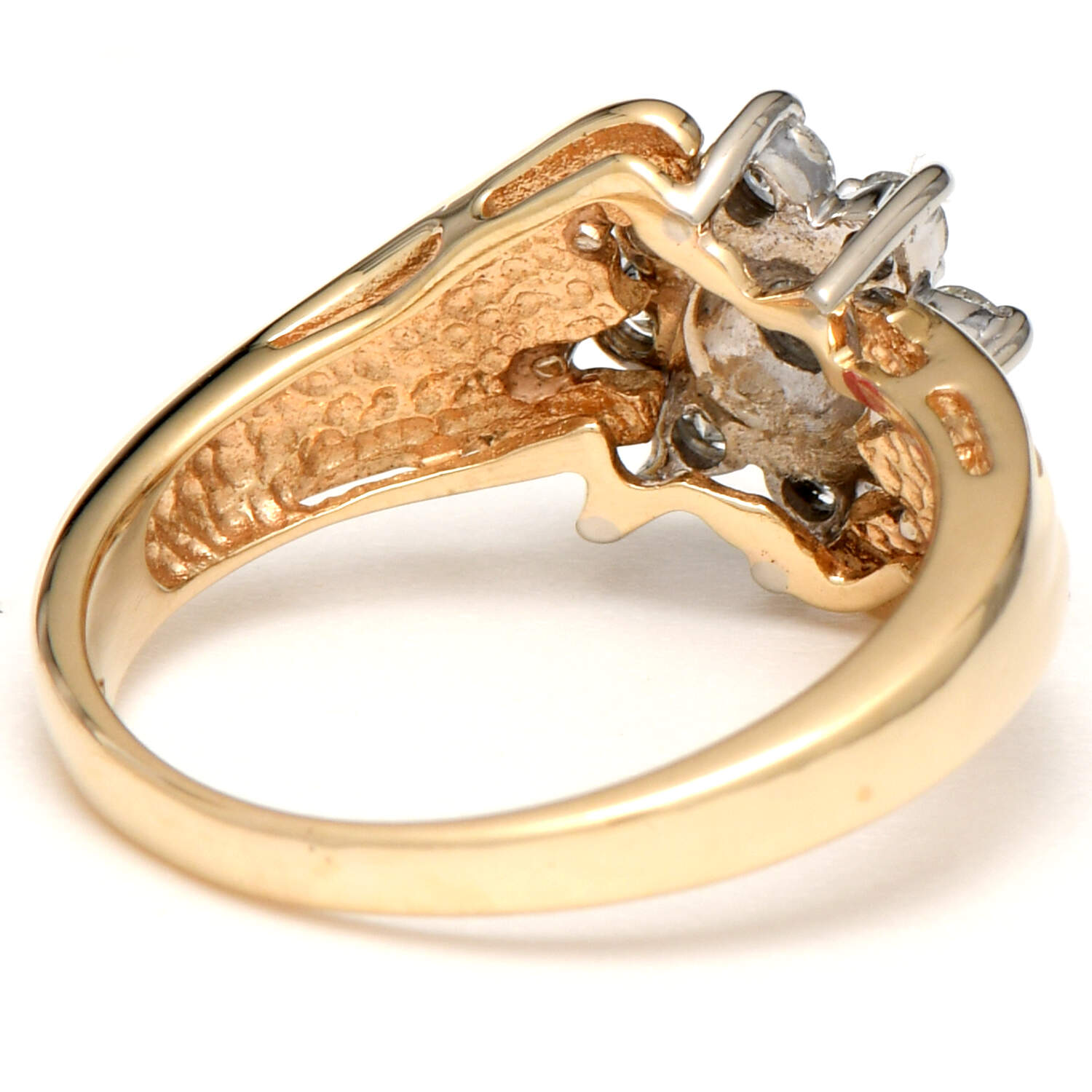 14KYW Vintage Diamond (0.26) Cluster Bypass Ring-2
