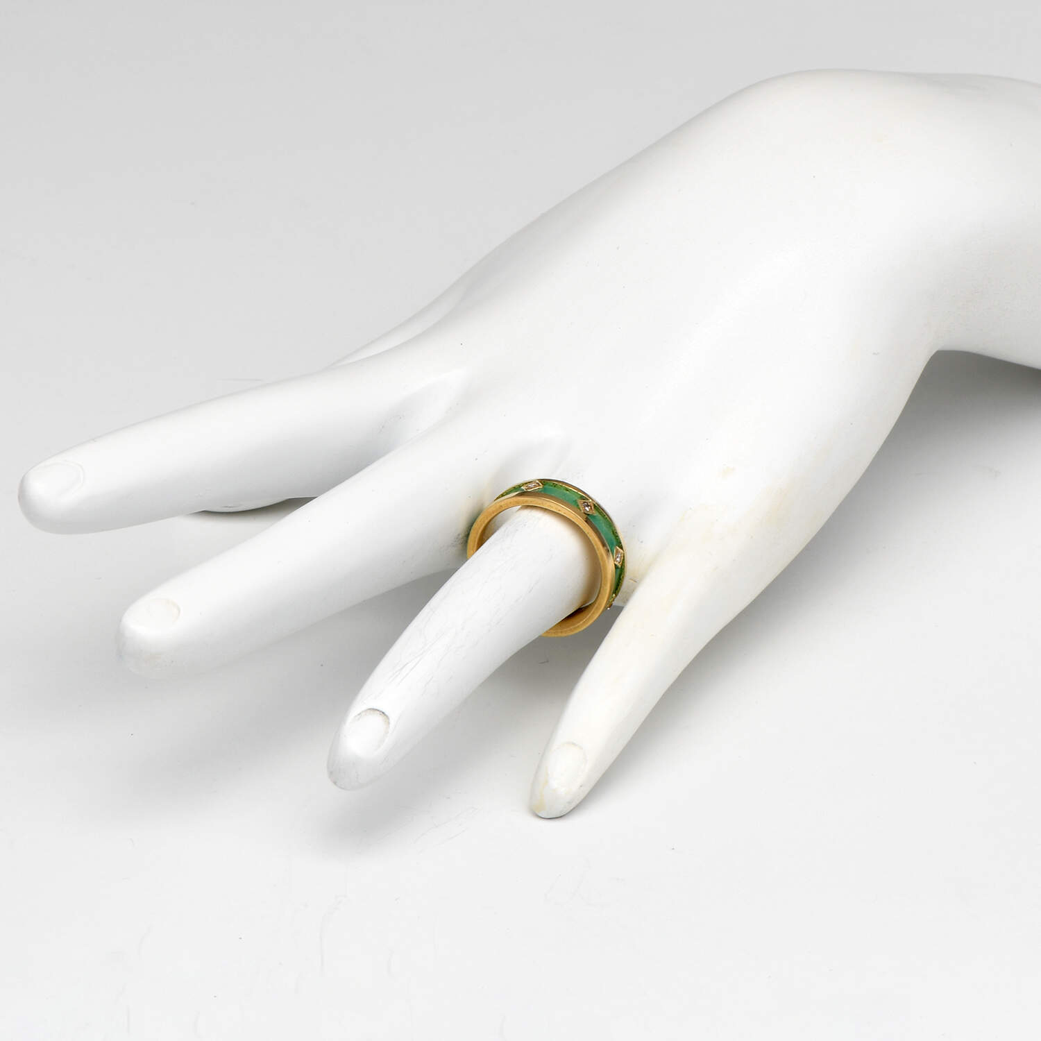 18KY Diamond(0.12) & Enamel Eternity Band Ring-4
