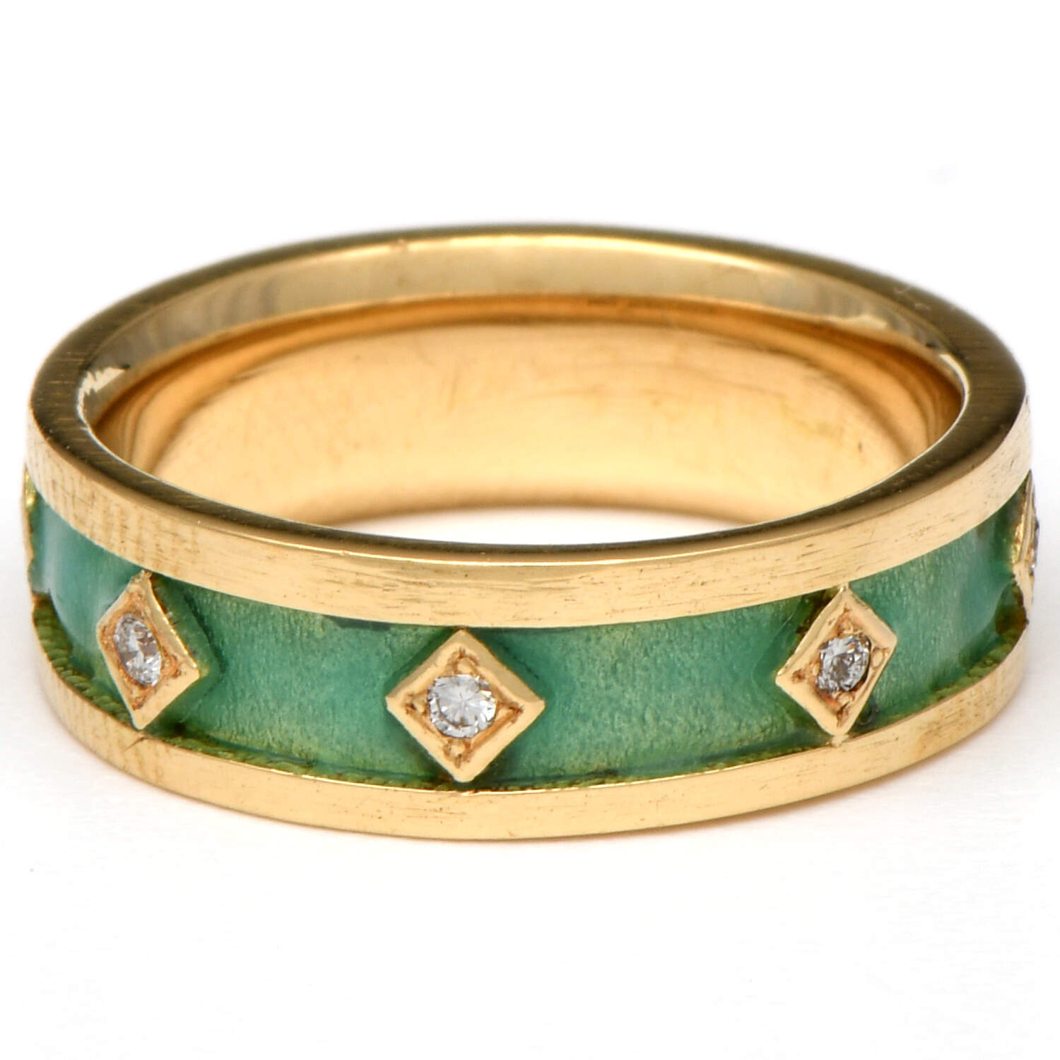 18KY Diamond(0.12) & Enamel Eternity Band Ring-1