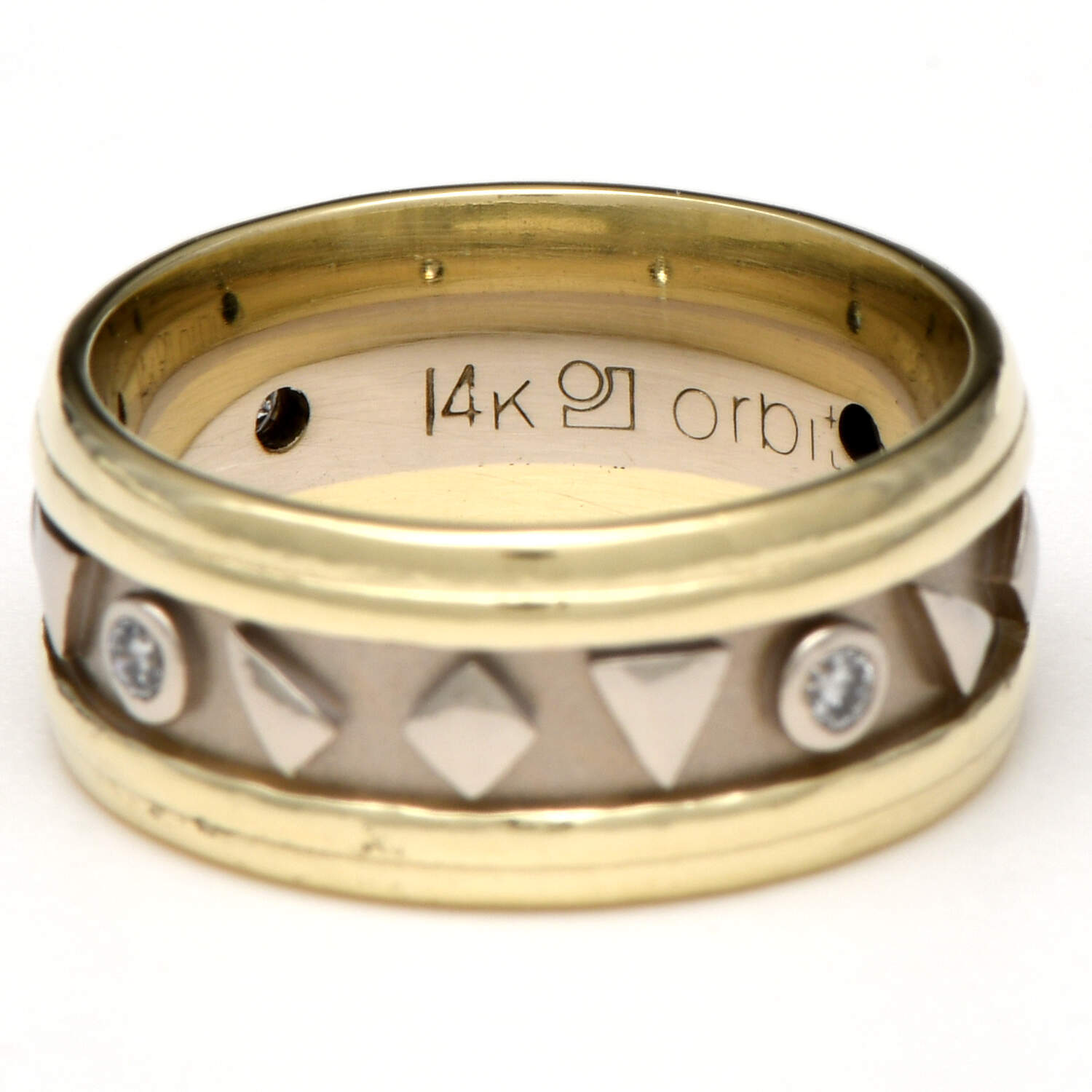 14KYW Geometric Diamond(0.08) Band Ring-2