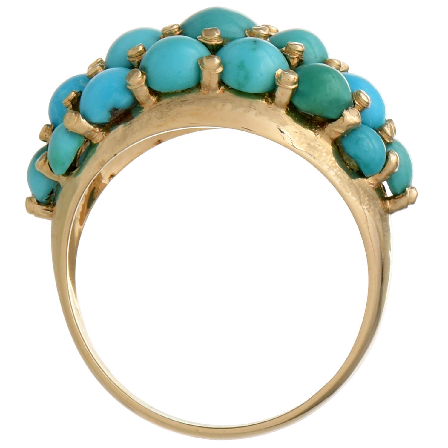 18KY Turquoise(4.0-5.7 mm) Cluster Band Ring-5