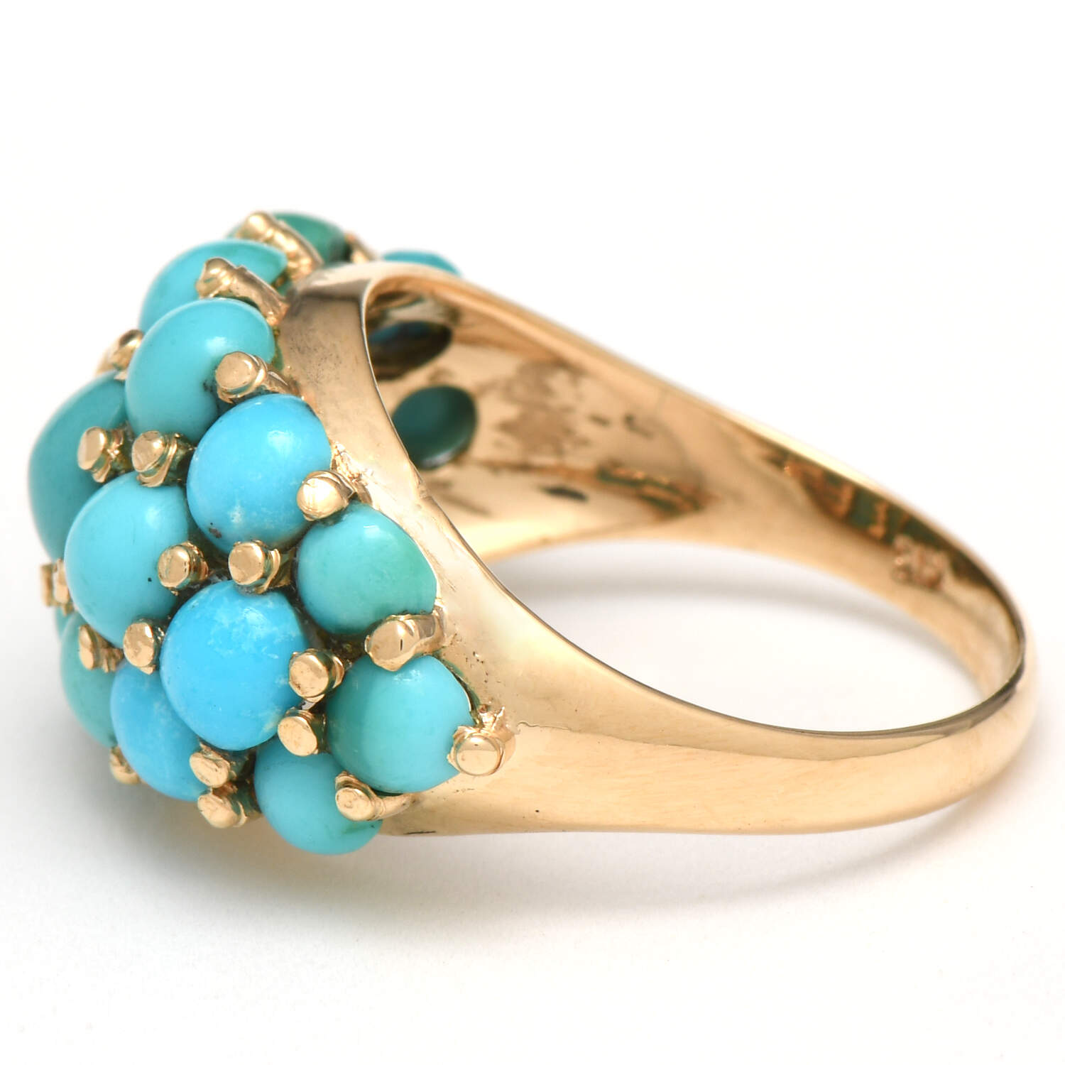 18KY Turquoise(4.0-5.7 mm) Cluster Band Ring-3