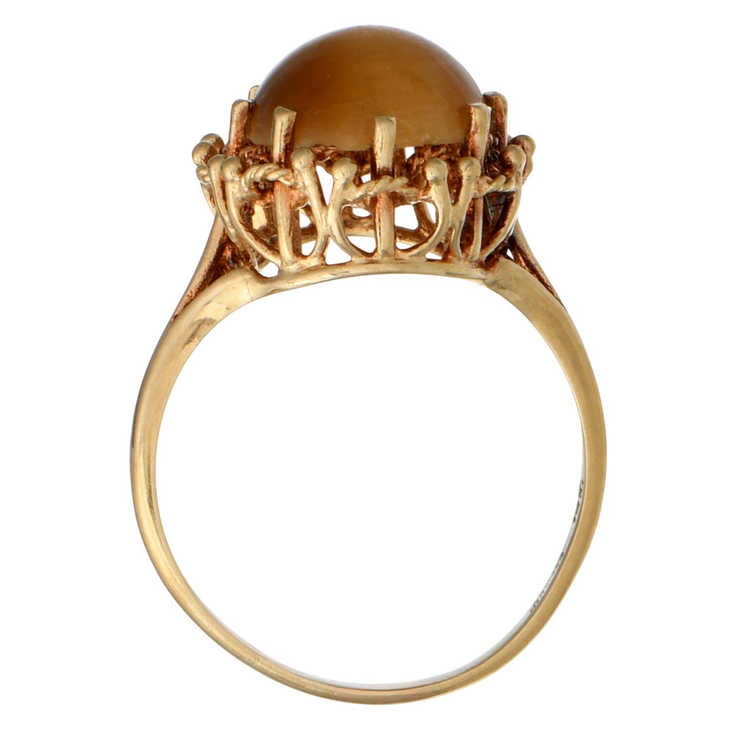 14KY Vintage Tiger's Eye (4.0) Cabochon Ring-4