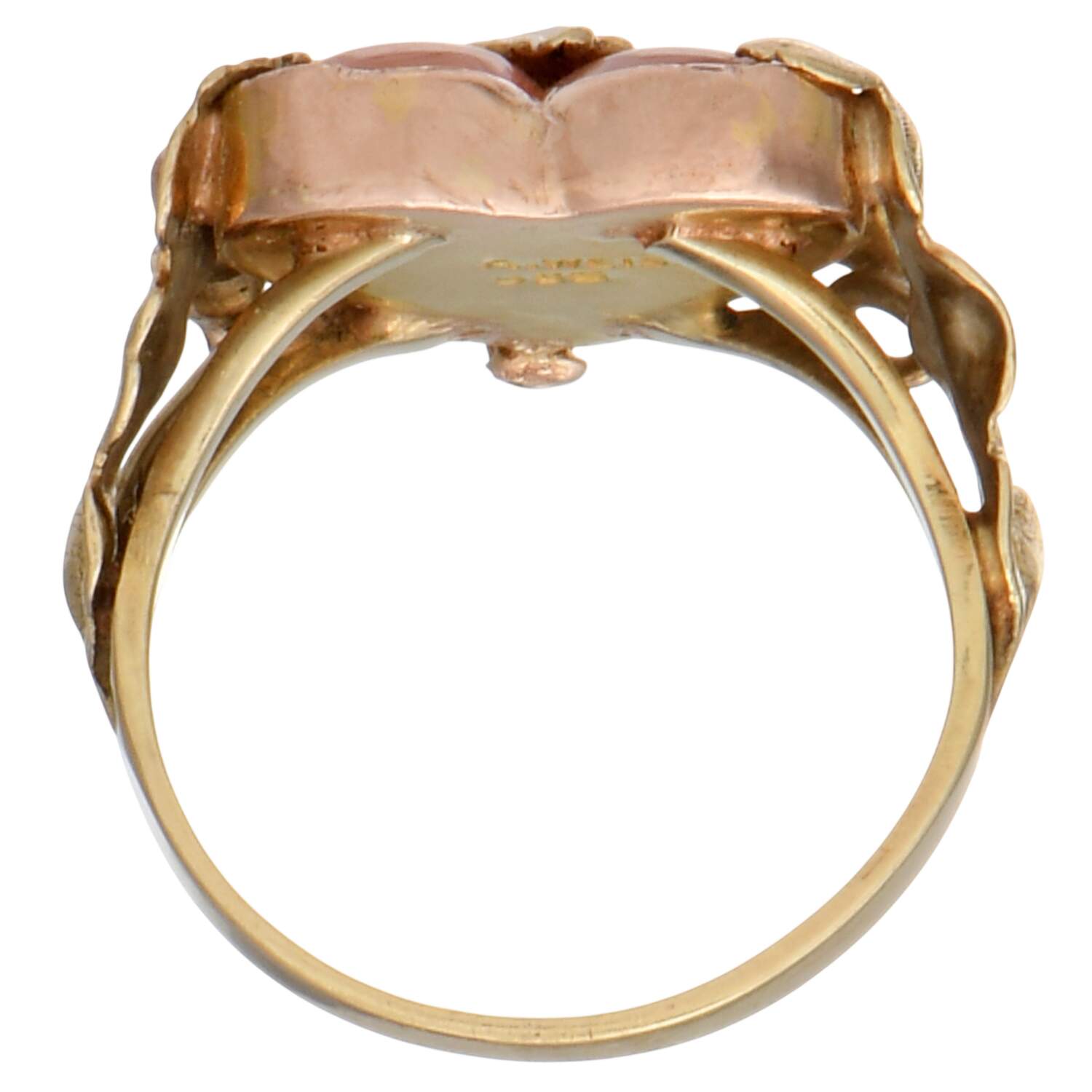 14KYR Handcrafted Coral Heart Floral Ring-5