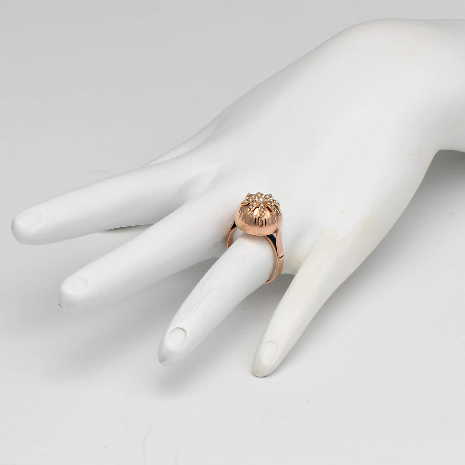 17KR Vintage Seed Pearl Starburst Dome Ring-6
