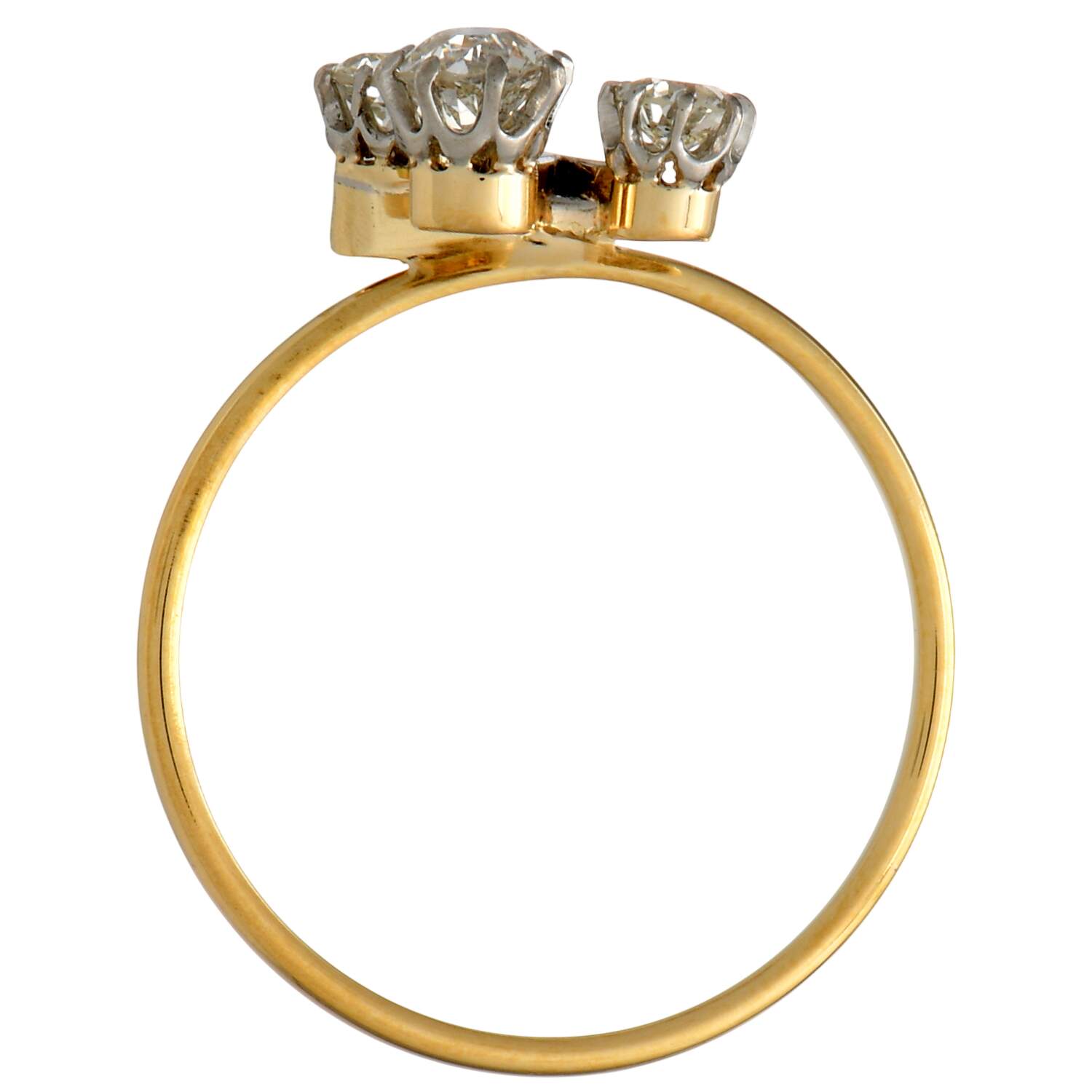 18KY Art Nouveau Diamond(0.46) Floral Ring-5