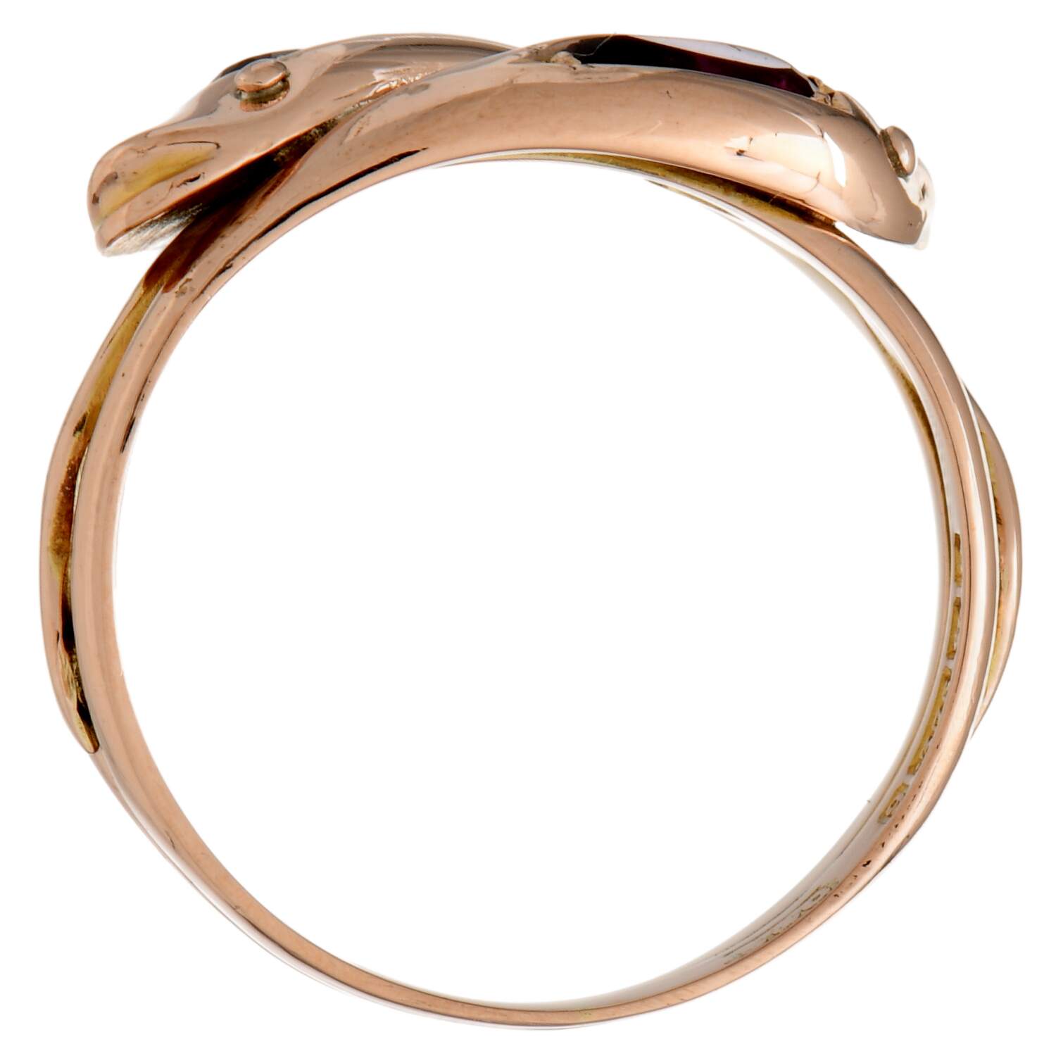 9KR Vintage Garnet (0.84) Double Snake Band Ring-5