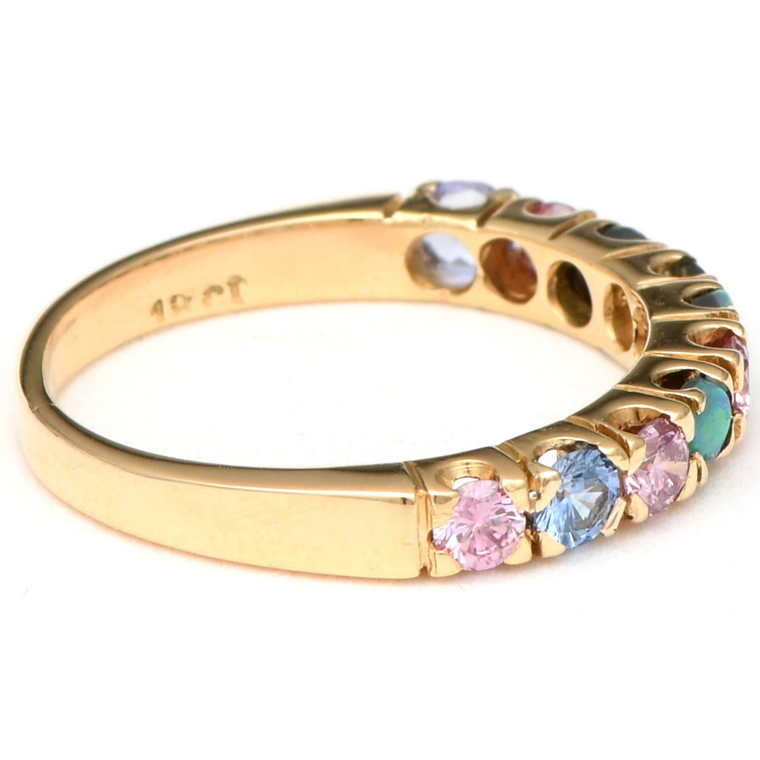 18KY Sapphire (0.63) & Black Opal Band Ring-4