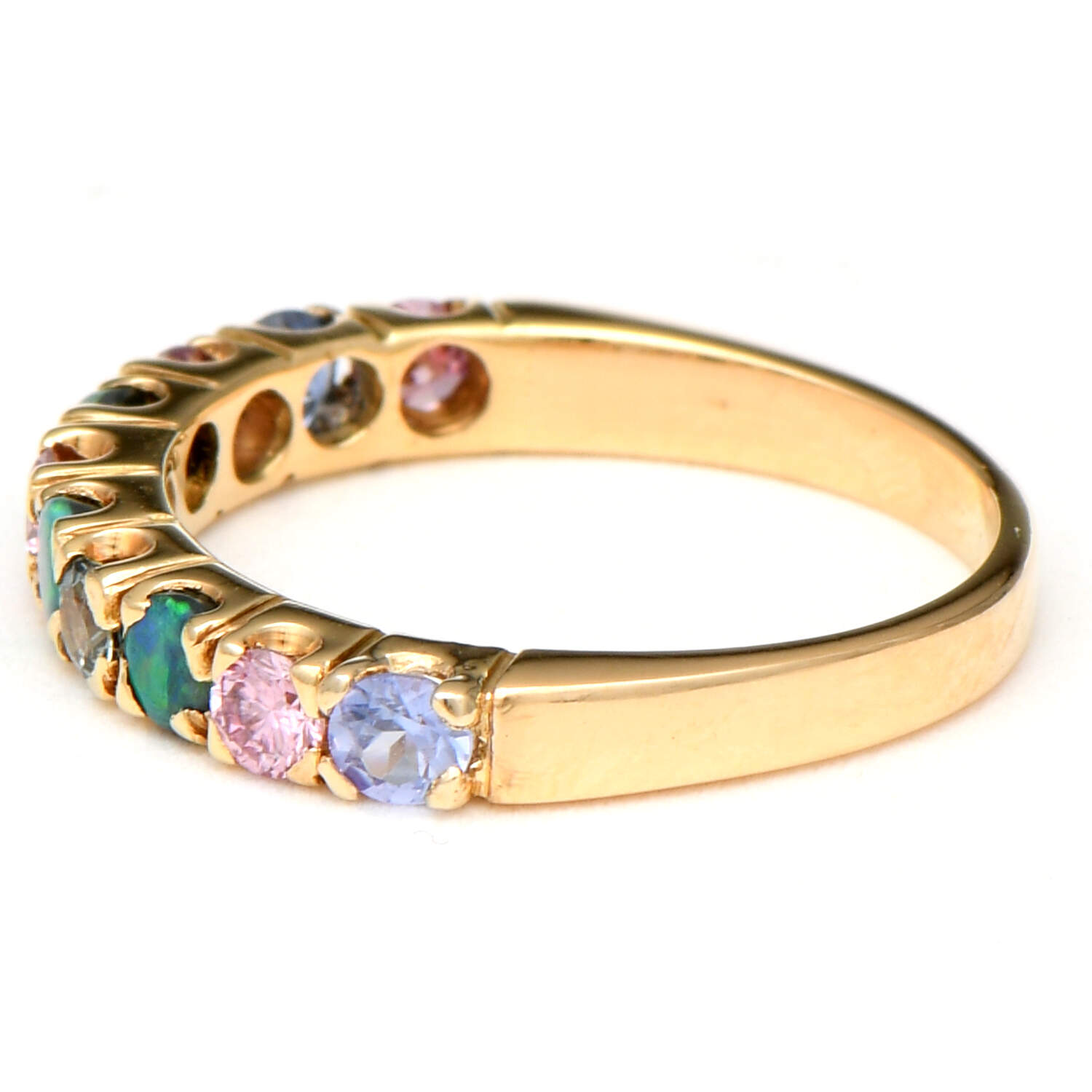 18KY Sapphire (0.63) & Black Opal Band Ring-3
