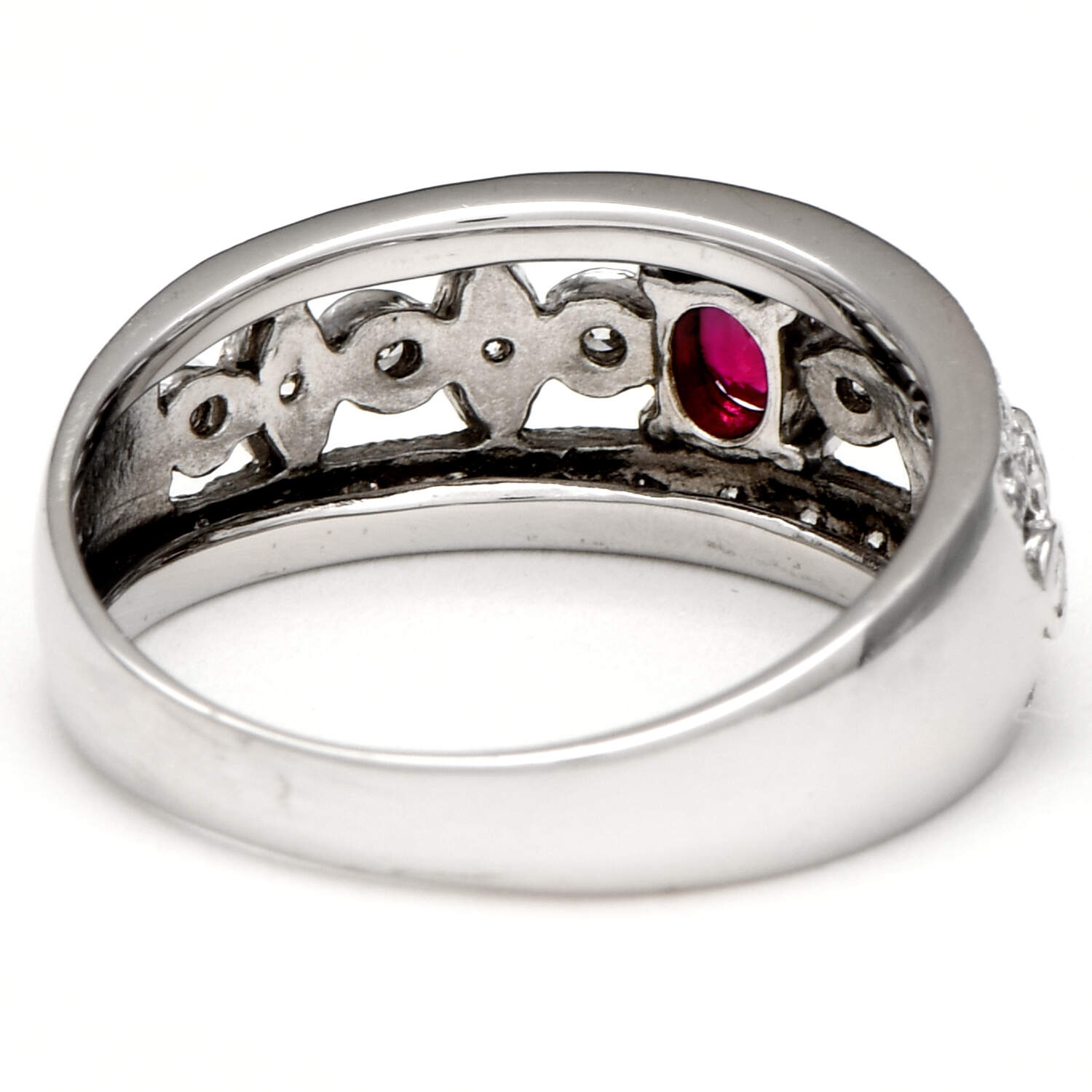 18KW Ruby(0.28) & Diamond (0.30) Band Ring-2