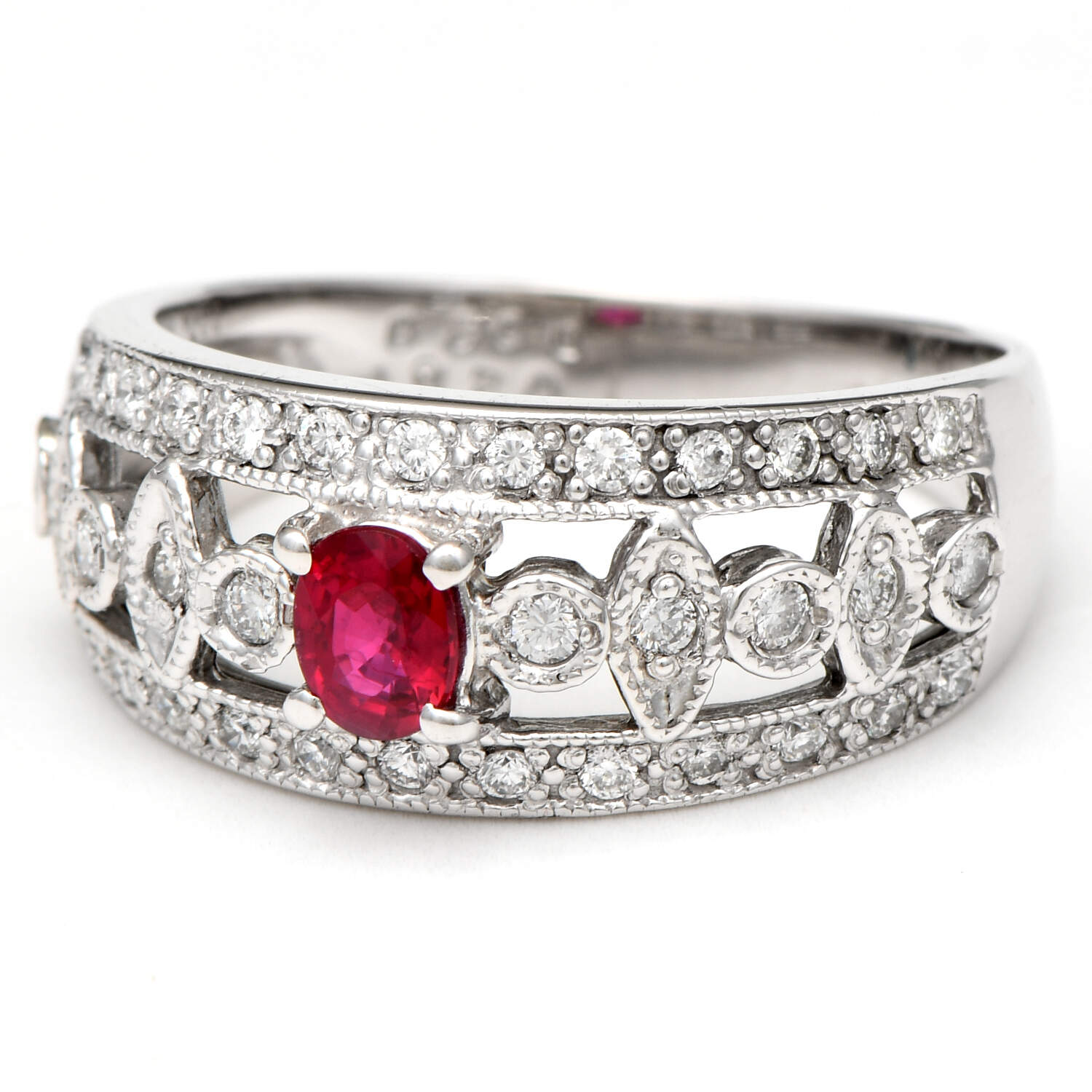 18KW Ruby(0.28) & Diamond (0.30) Band Ring-1