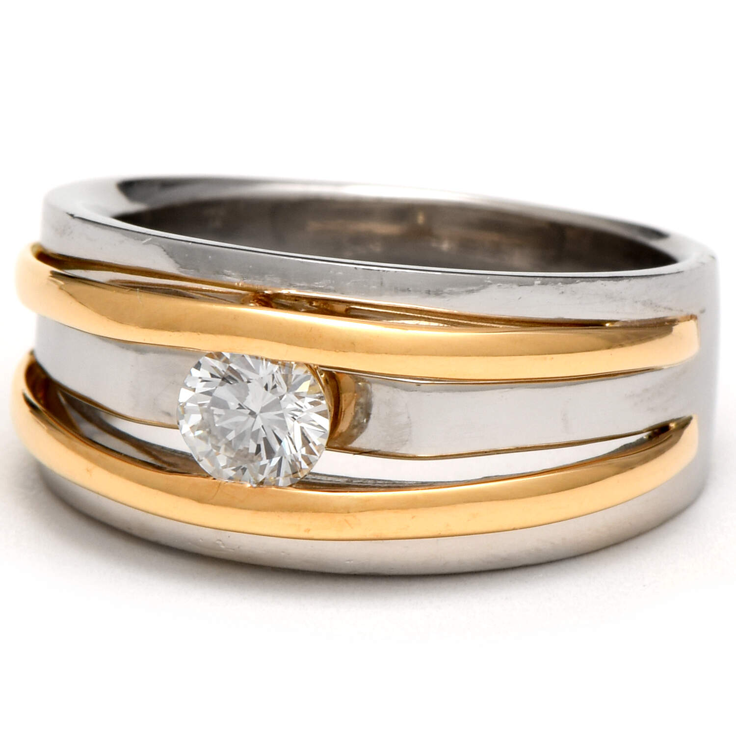Platinum 18KY Two-Tone Diamond(0.35) Band Ring-1