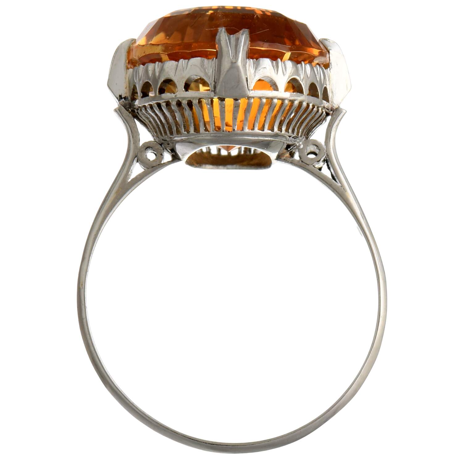 Platinum Vintage Fancy Cut Citrine(6.65) Ring-4