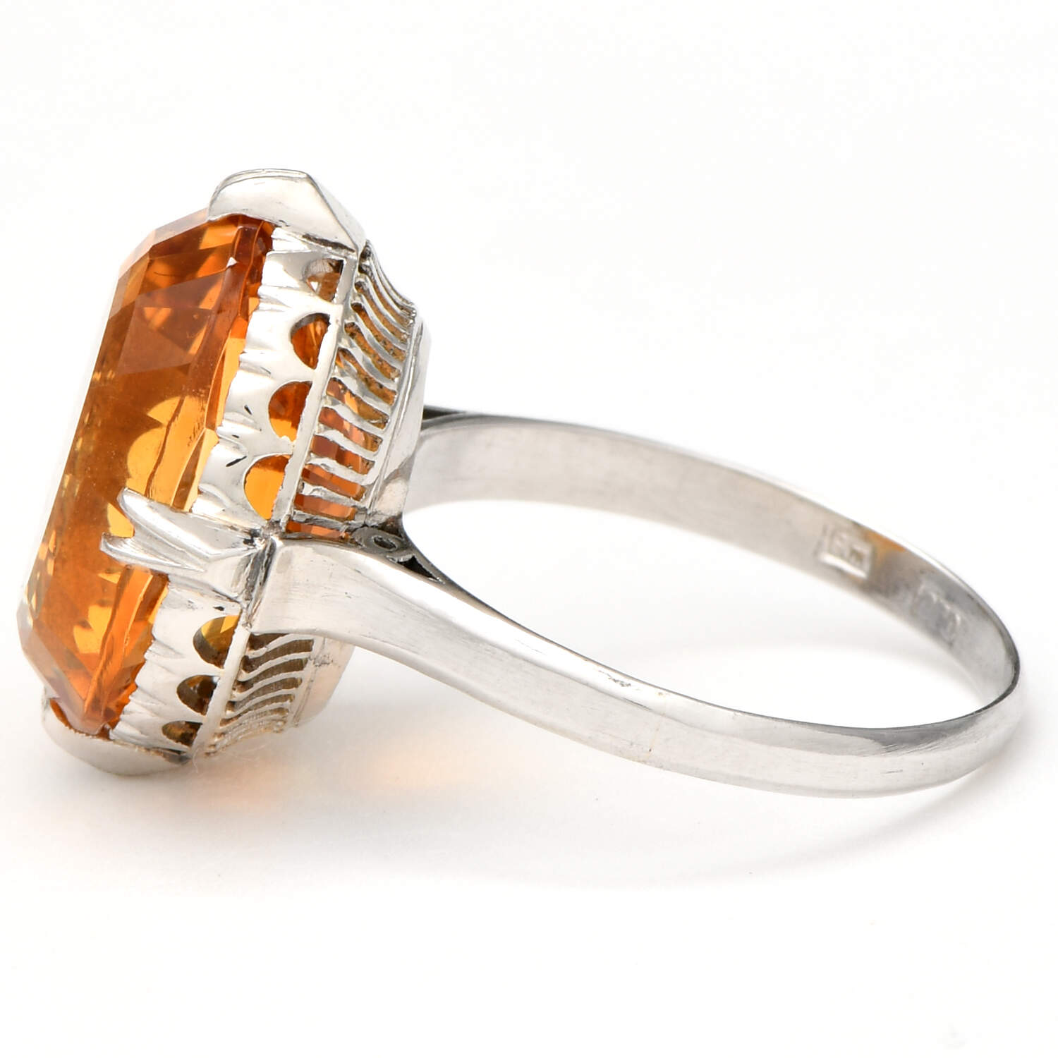 Platinum Vintage Fancy Cut Citrine(6.65) Ring-3