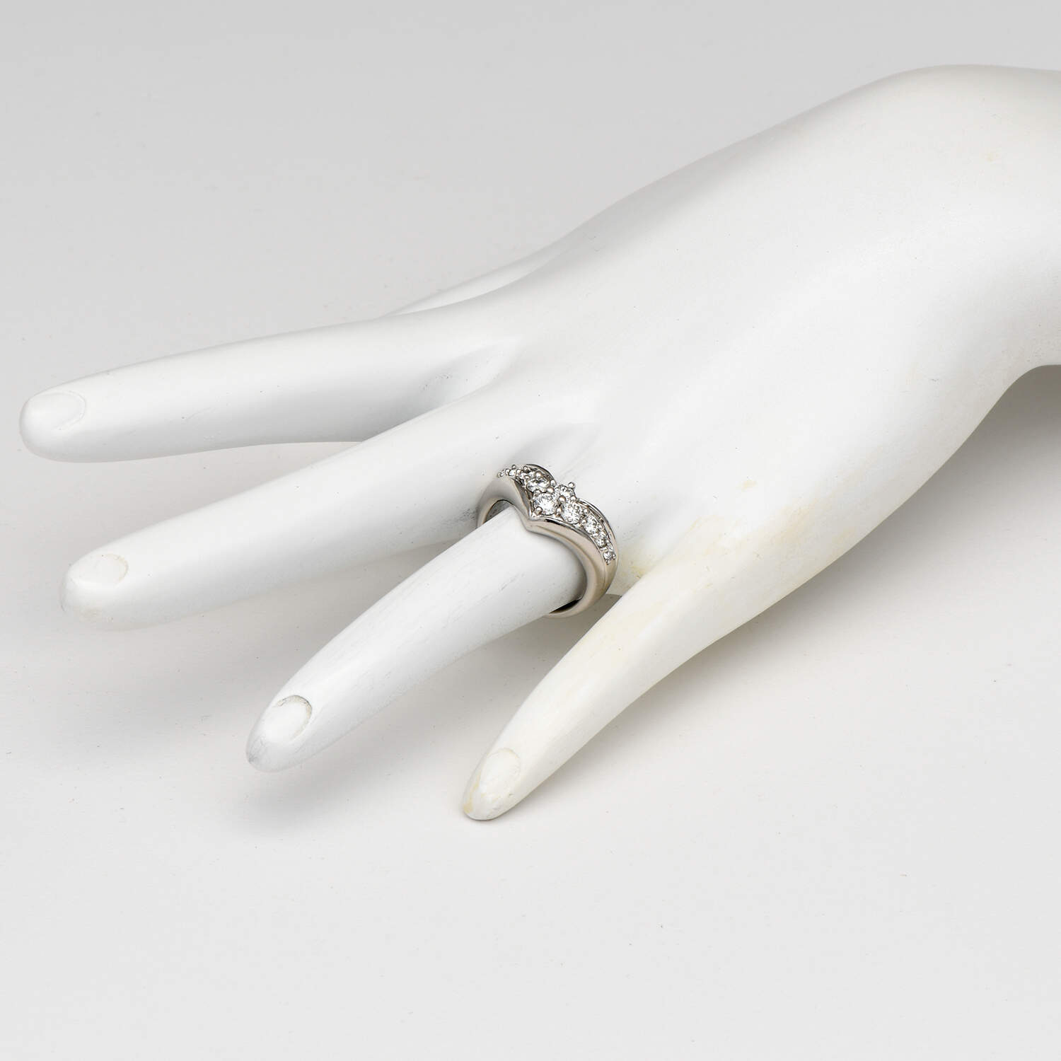 Platinum Diamond (0.80) Chevron Band Ring-6