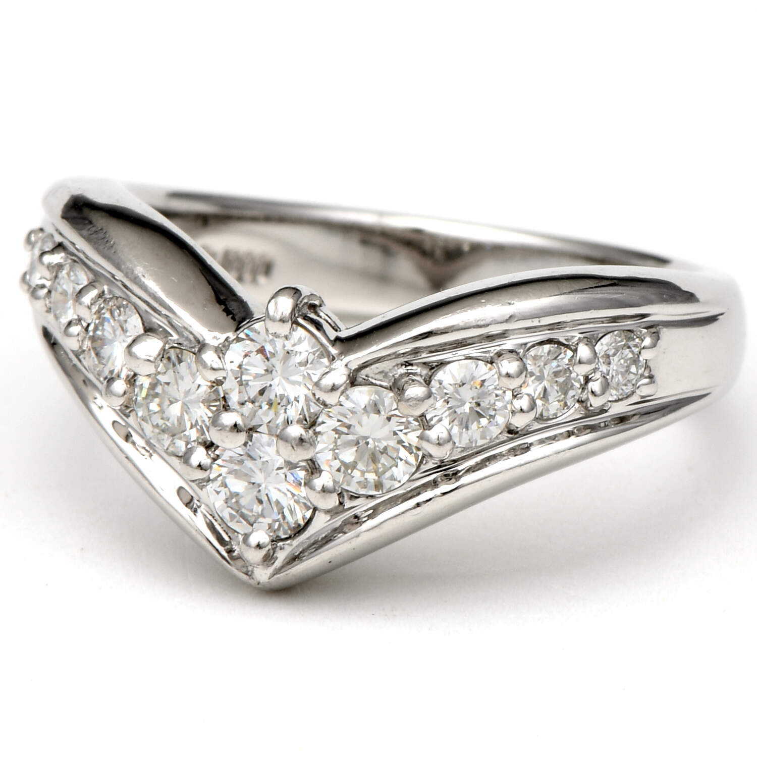 Platinum Diamond (0.80) Chevron Band Ring-1