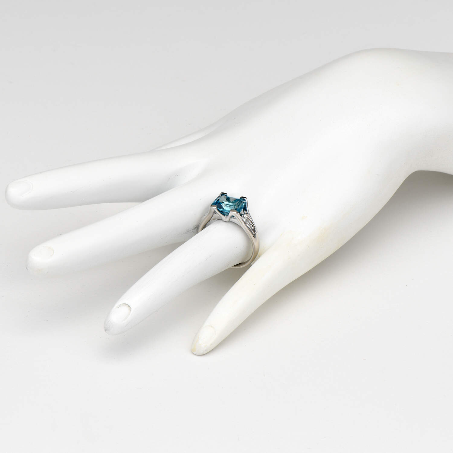 Platinum Blue Topaz(3.77) & Diamond(0.14) Ring-6