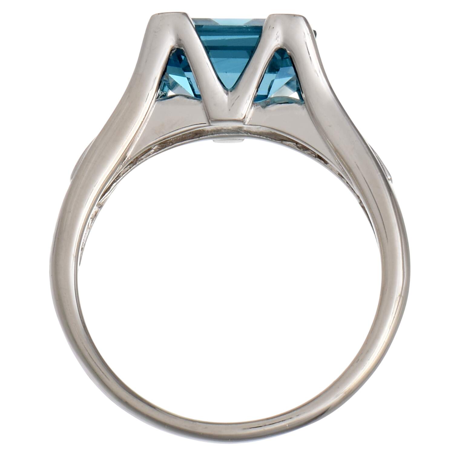 Platinum Blue Topaz(3.77) & Diamond(0.14) Ring-5