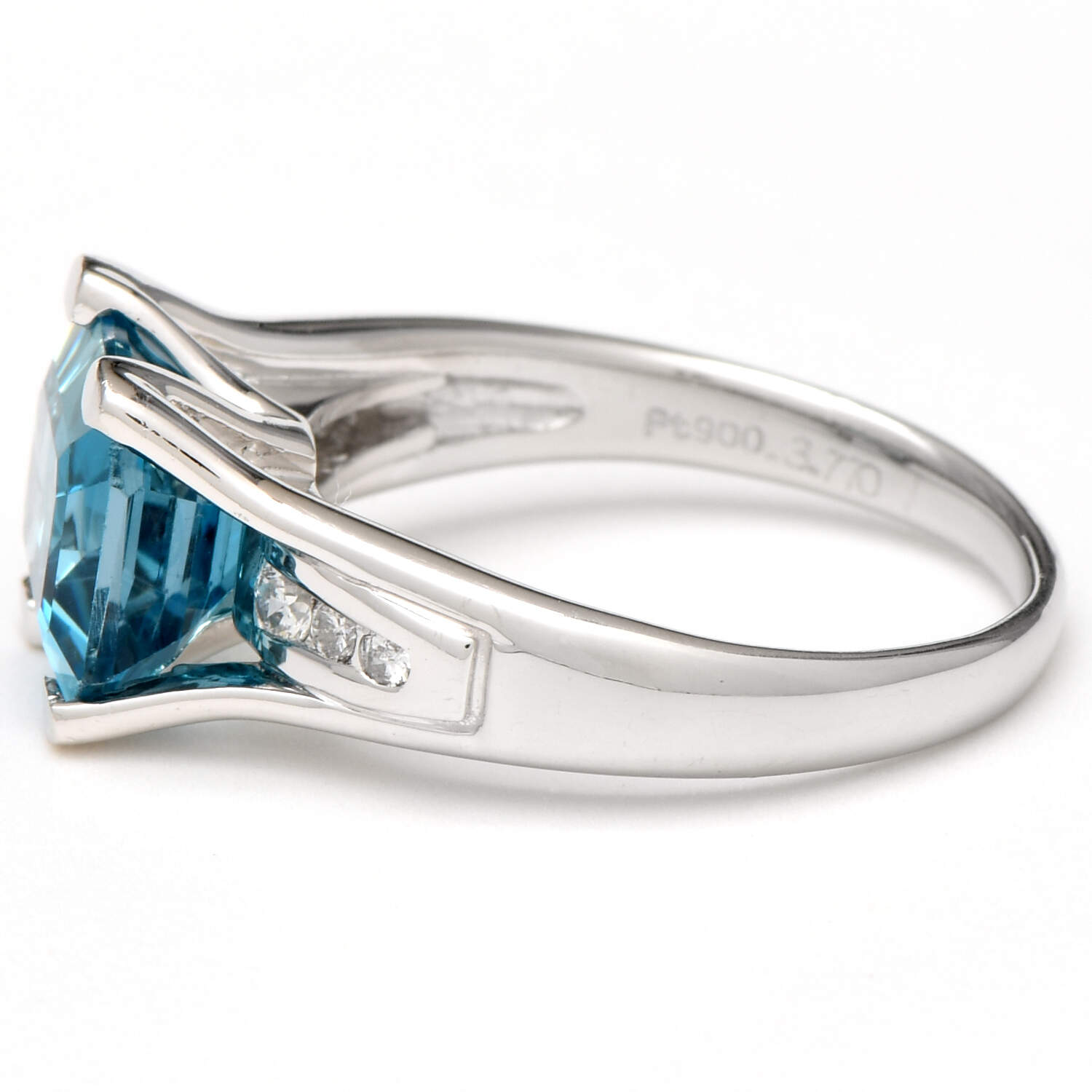Platinum Blue Topaz(3.77) & Diamond(0.14) Ring-3
