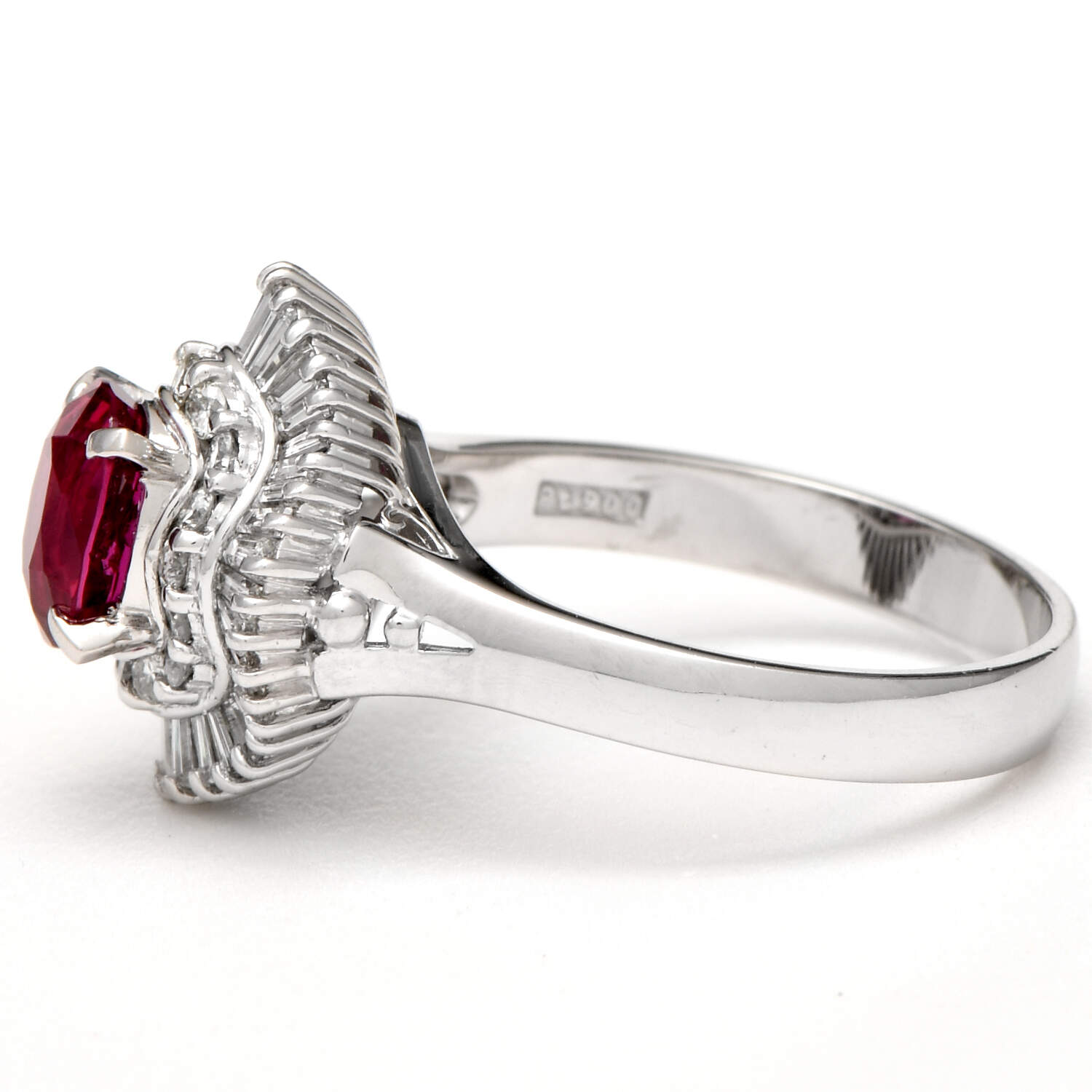Platinum Ruby(1.38) & Diamond(1.80) Ballerina Ring-4