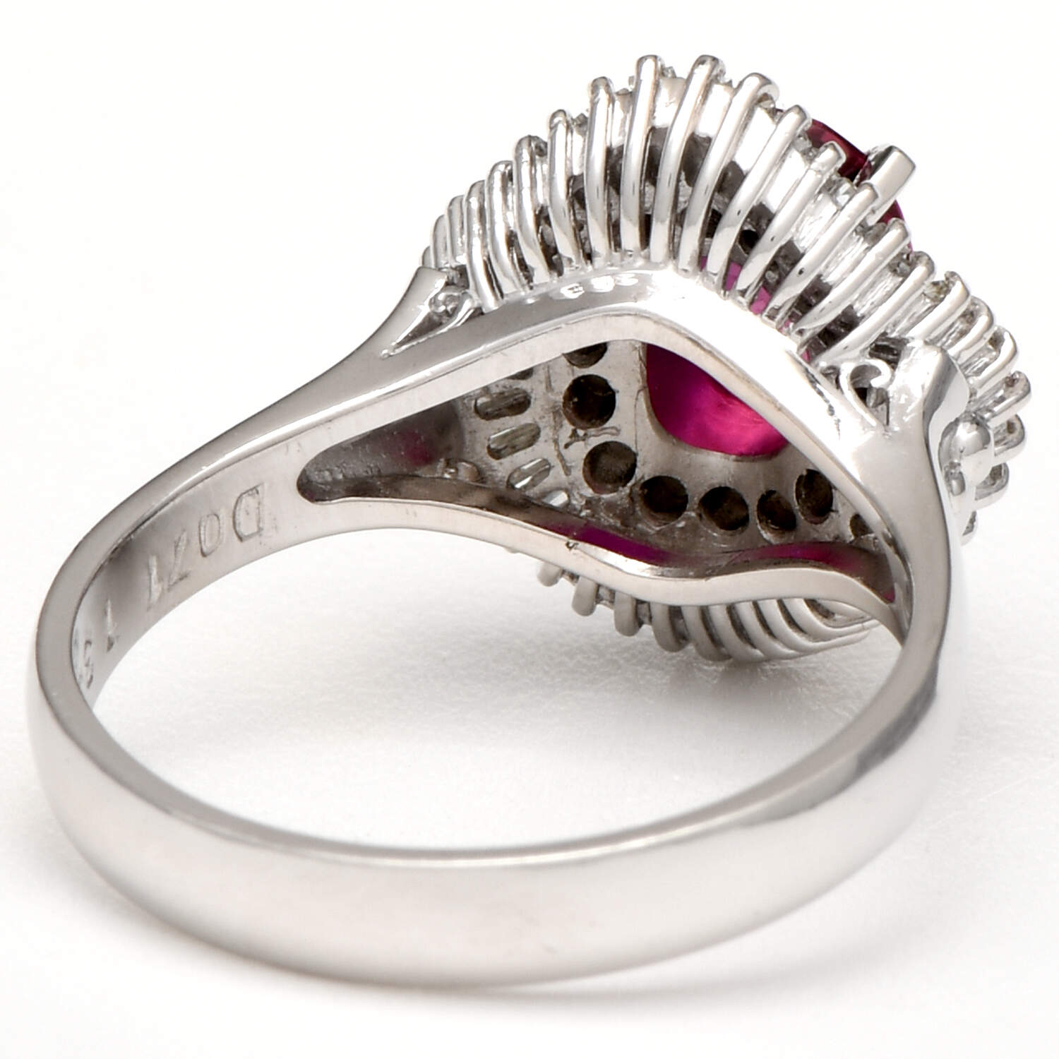 Platinum Ruby(1.38) & Diamond(1.80) Ballerina Ring-2