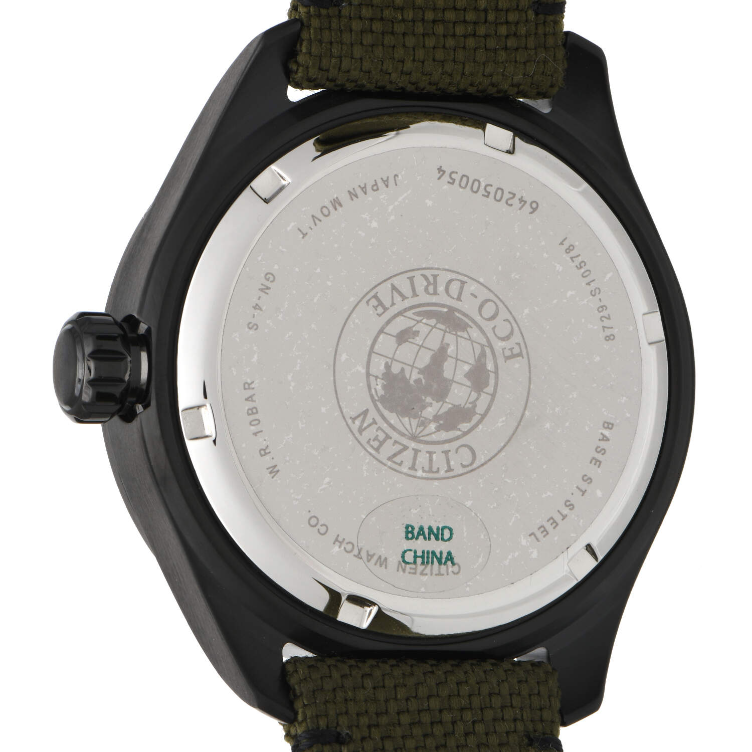 Citizen Eco Drive Mens Garrison Day Date with Green Nylon Strap-2