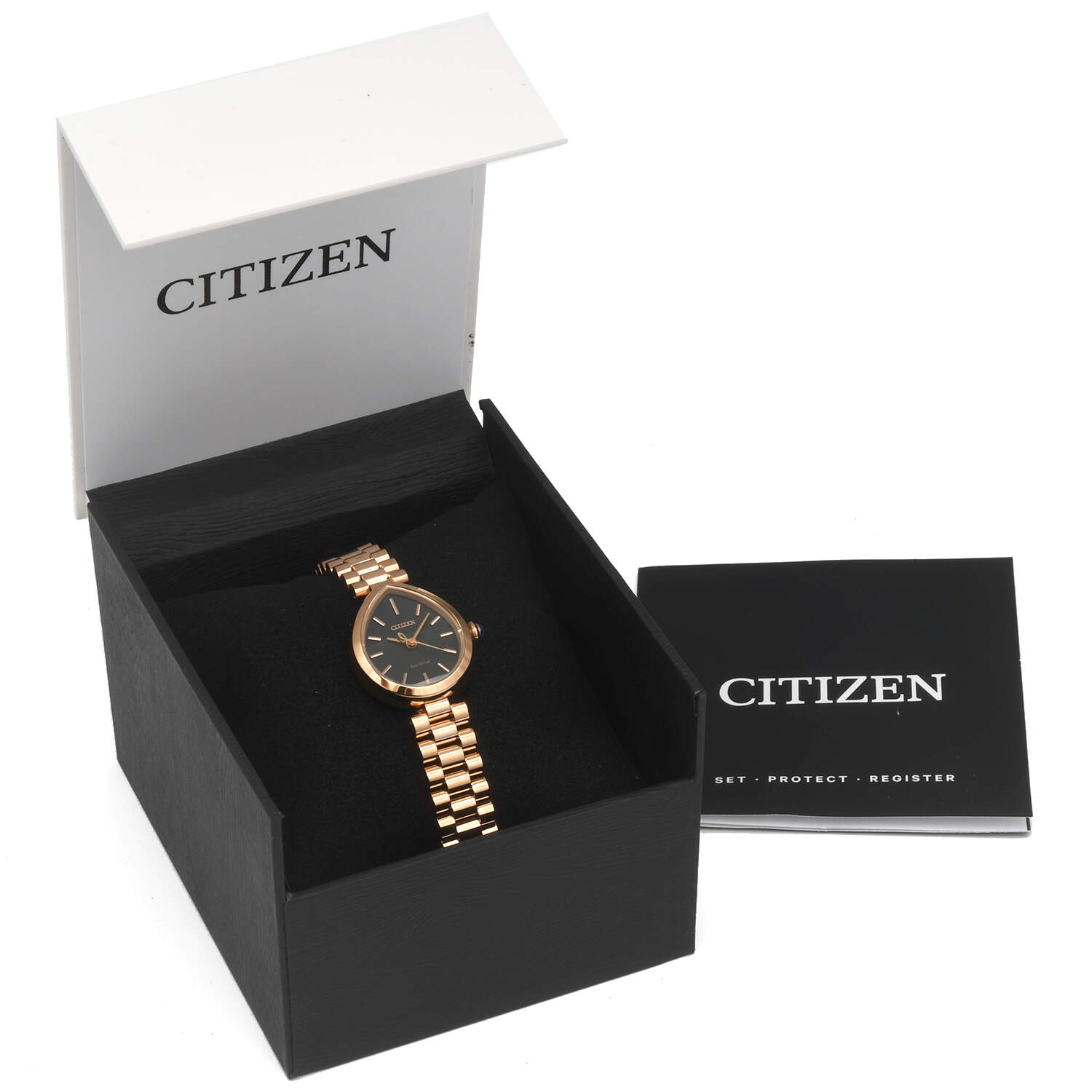 Citizen Rainell Rose Gold PVD Black Dial Eco Drive-10