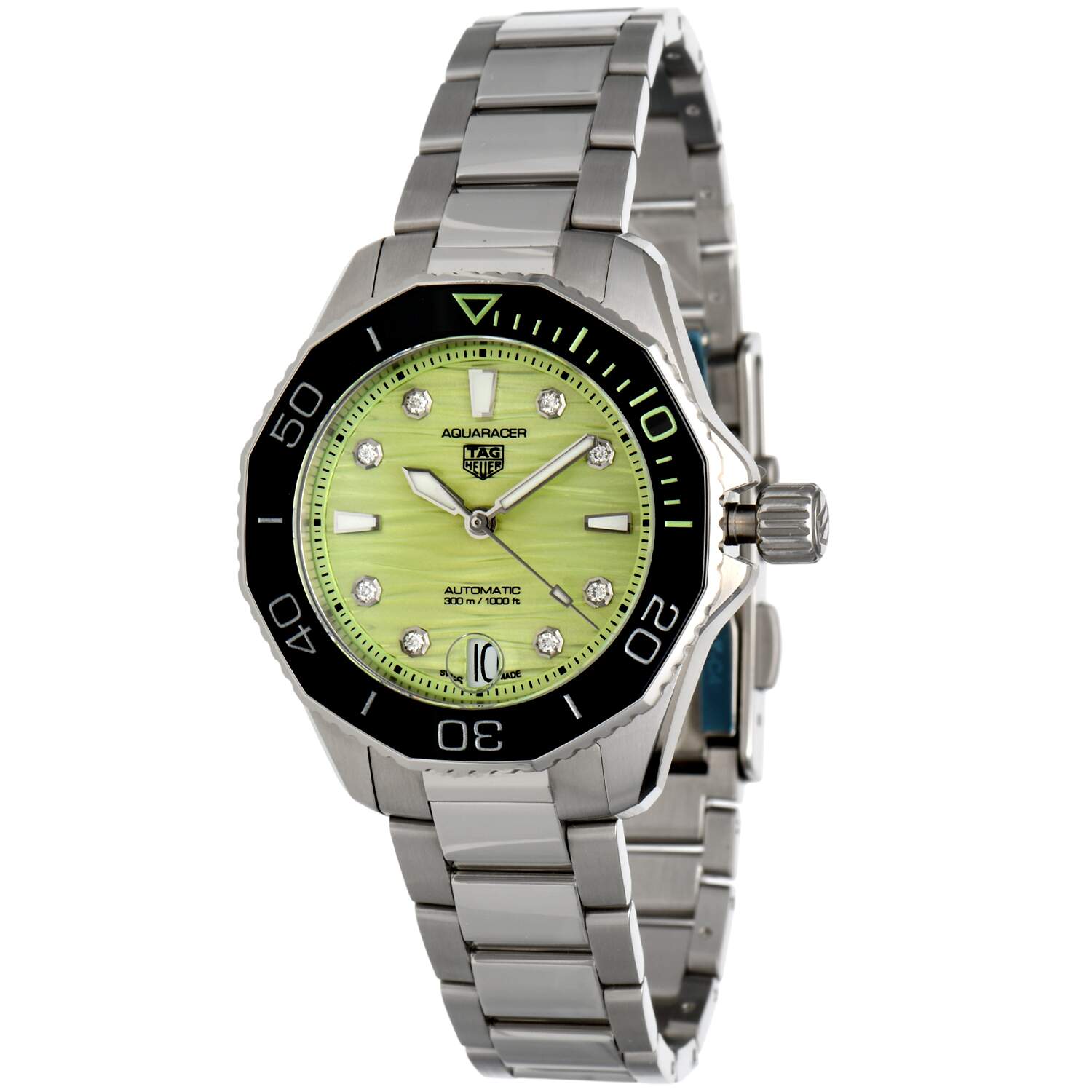 TAG Heuer Aquaracer 36mm with Green dial and Diamond Hour Markers-1