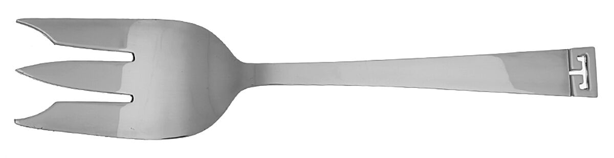 Chinese Key (Sterling, 1969) Small Solid Cold Meat Serving Fork by Allan Adler-1