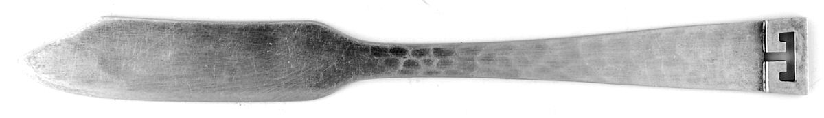 Chinese Key (Sterling, 1969) Flat Handle Butter Spreader by Allan Adler-1