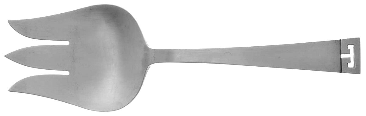 Chinese Key (Sterling, 1969) Vegetable Serving Fork (Solid) by Allan Adler-1