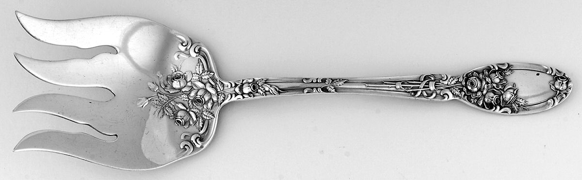 Brides Bouquet (Silverplate, 1908) Solid Salad Serving Fork by Alvin-1
