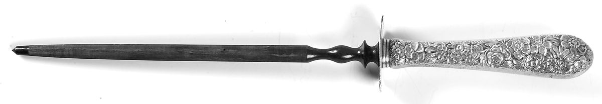 Bridal Bouquet (Sterling, 1932) Large Steel Rod Knife Sharpener by Alvin-1