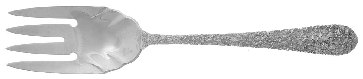 Bridal Bouquet (Sterling, 1932) Medium Solid Cold Meat Serving Fork by Alvin-1