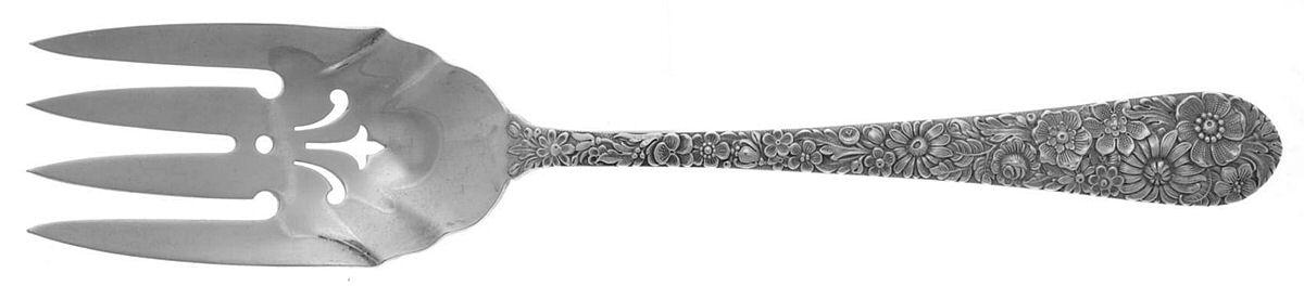 Bridal Bouquet (Sterling, 1932) Medium Solid Cold Meat Serving Fork by Alvin-1